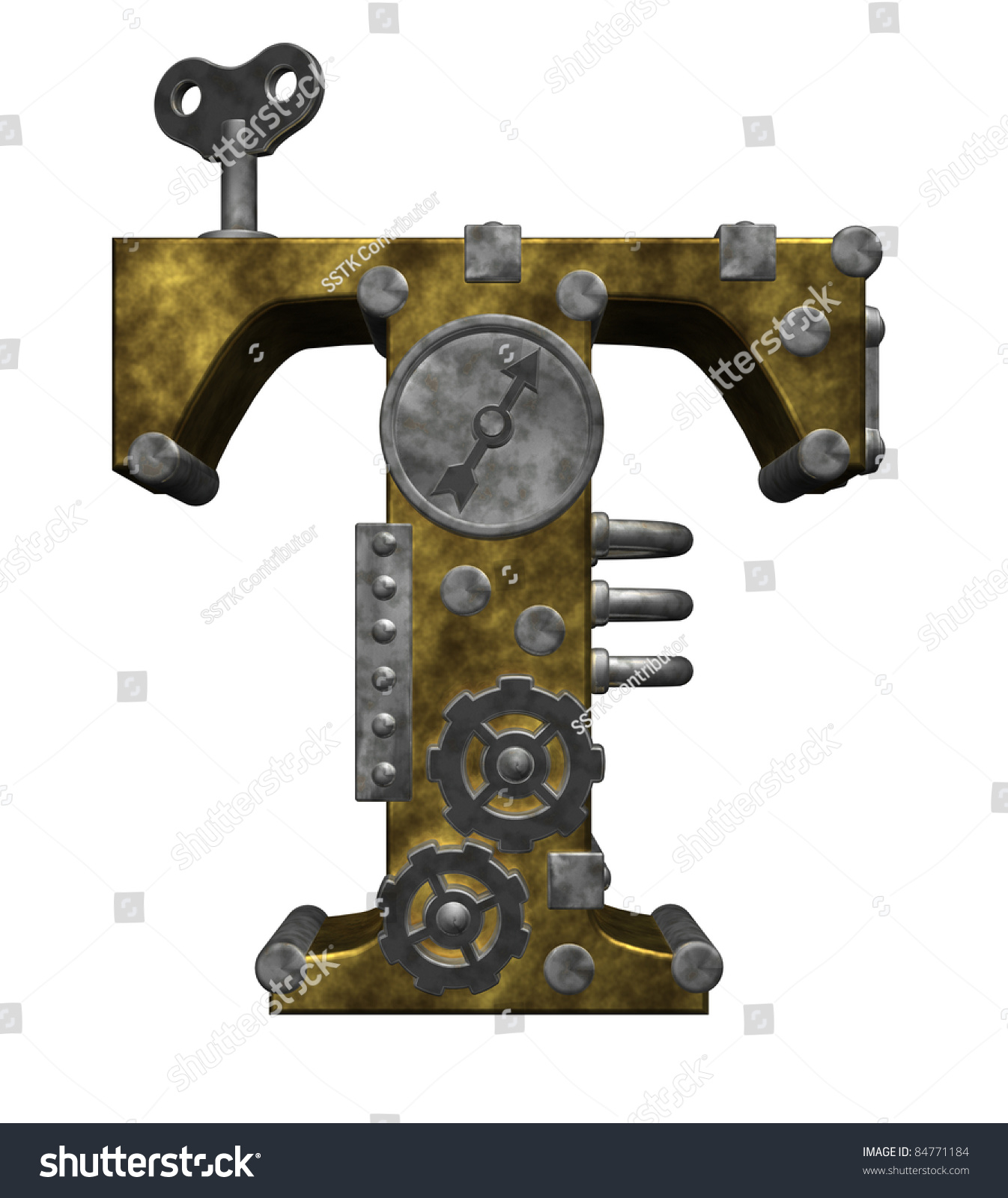 Steampunk Letter T On White Background Stock Illustration 84771184 ...