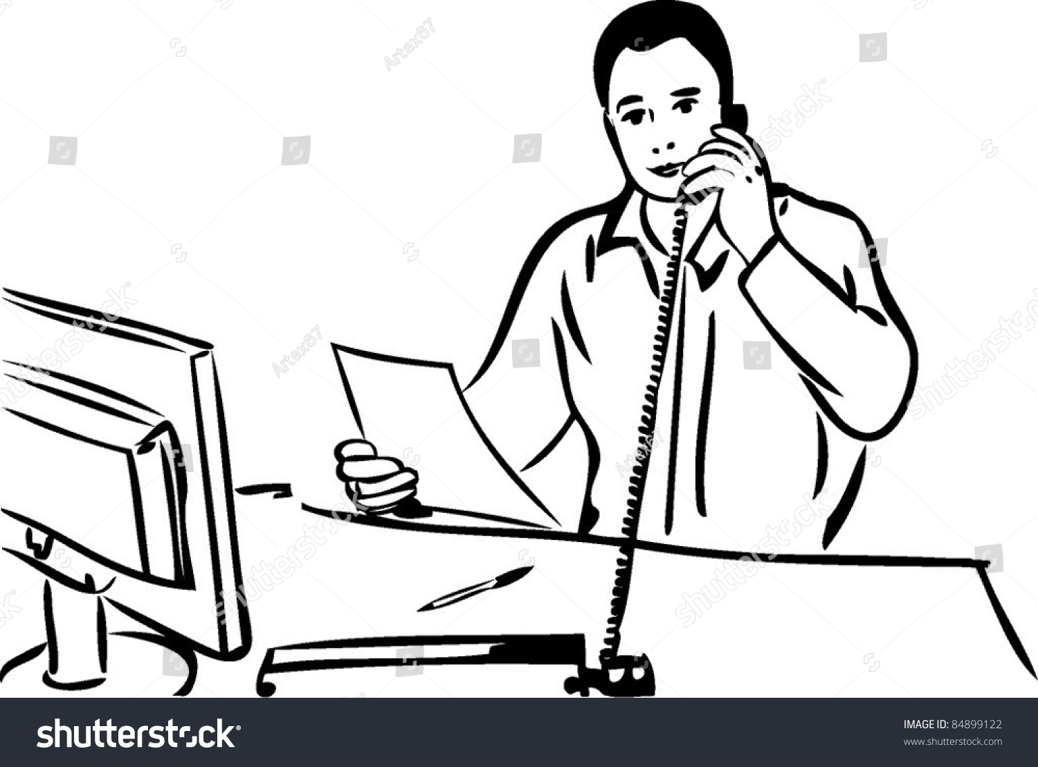 Sketch Man Talking On Phone Stock Vector (Royalty Free) 84899122 ...