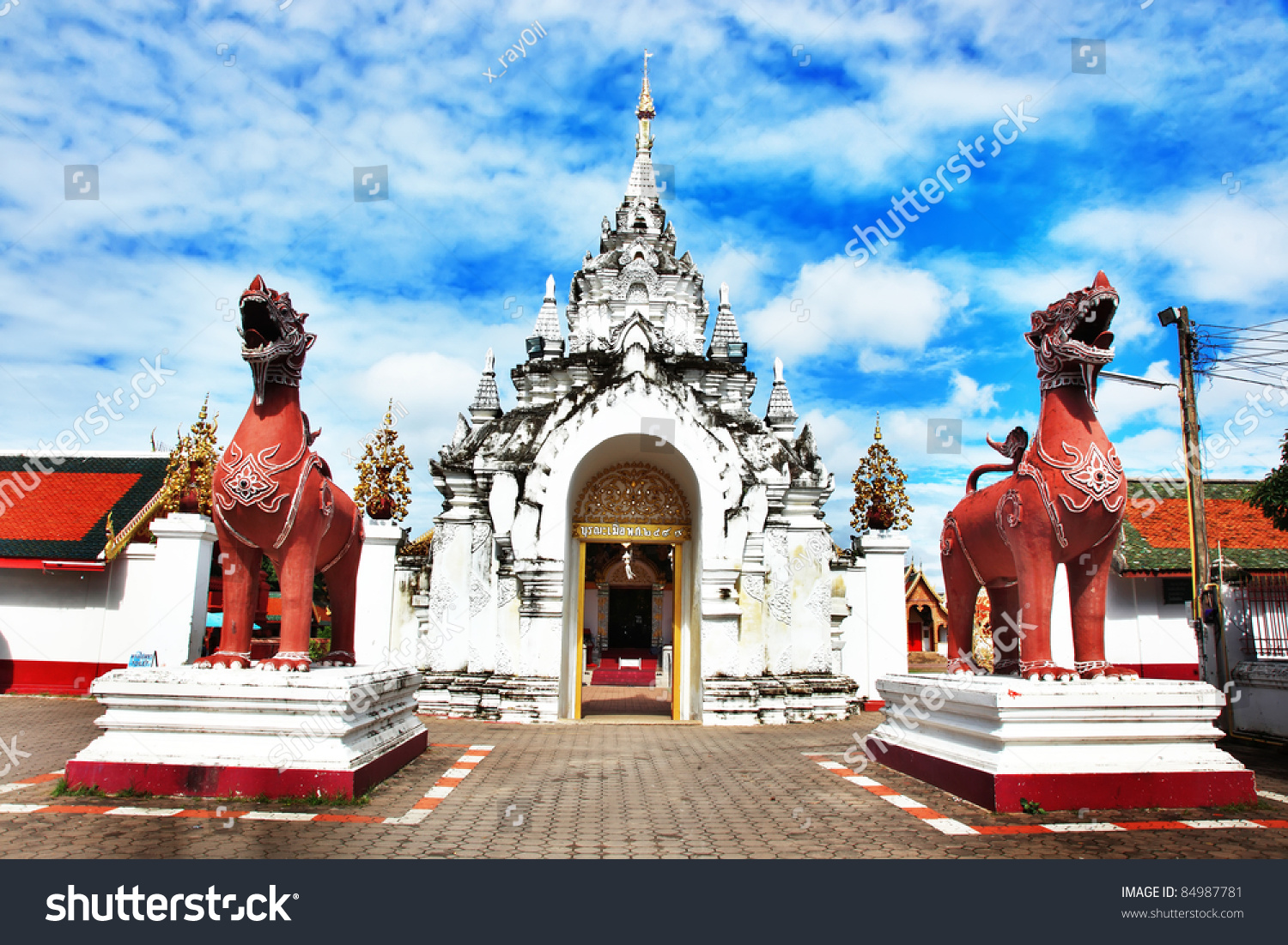 Twin Singa Front Door Wat Phrathat Stock Photo 84987781 | Shutterstock