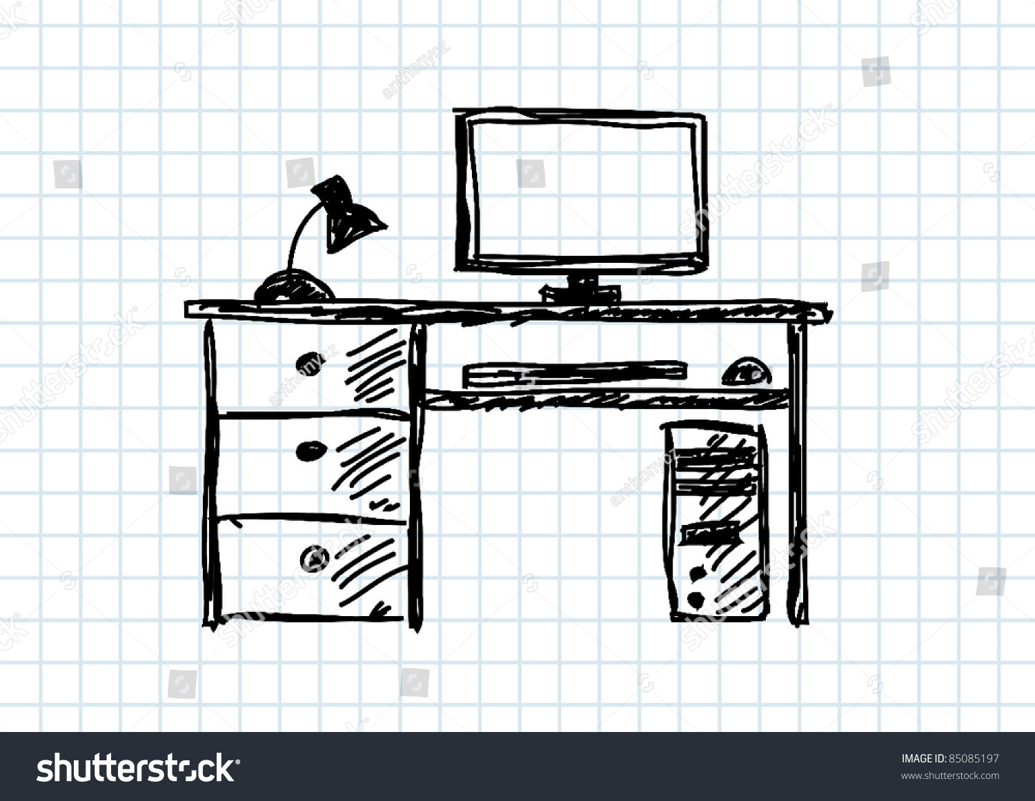 Нарисовать стол с компьютером