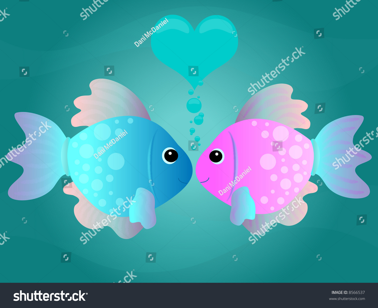 two fish kissing clipart