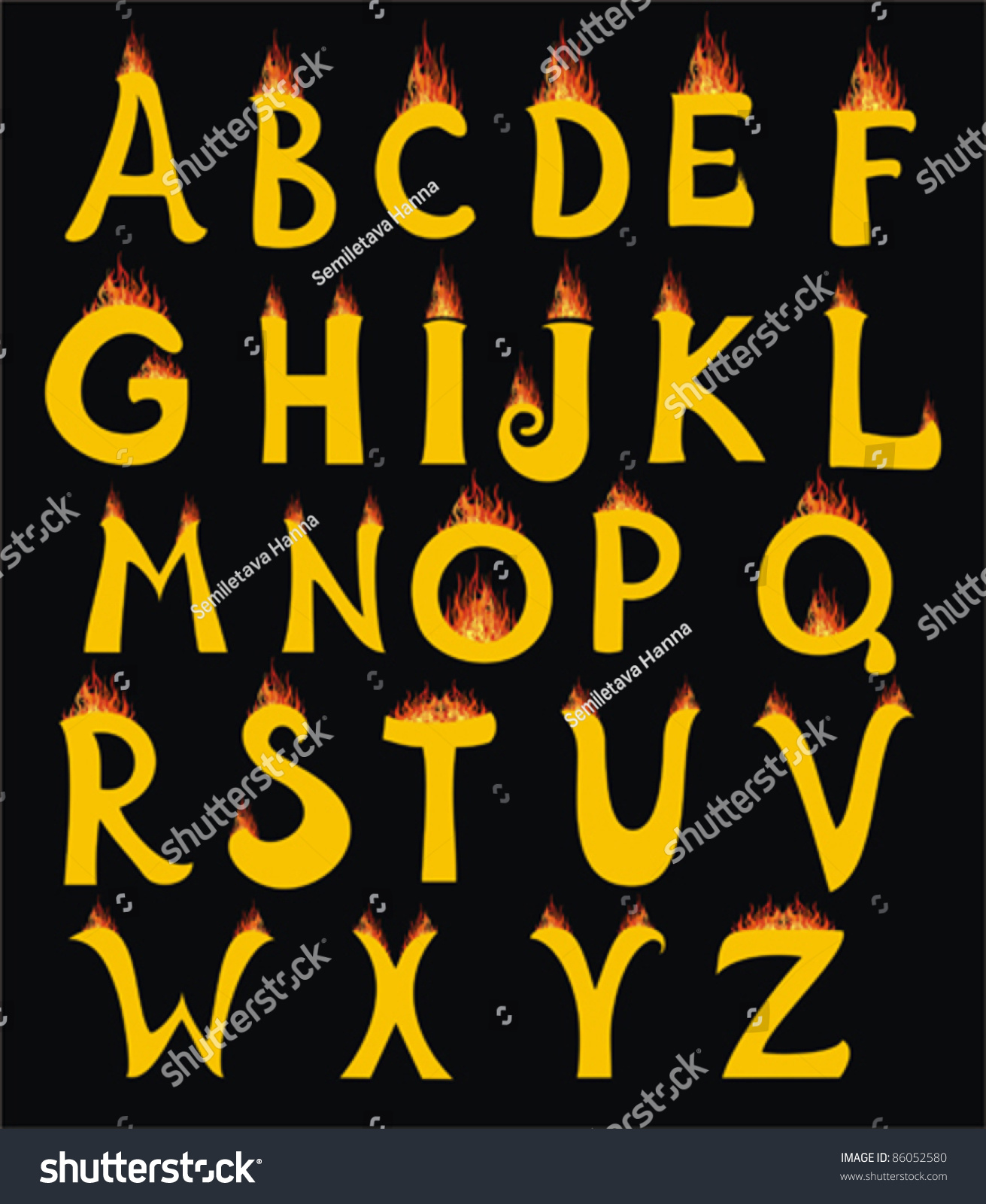 Abc Fire Letters Isolated On Black Stock Vector (Royalty Free) 86052580 ...