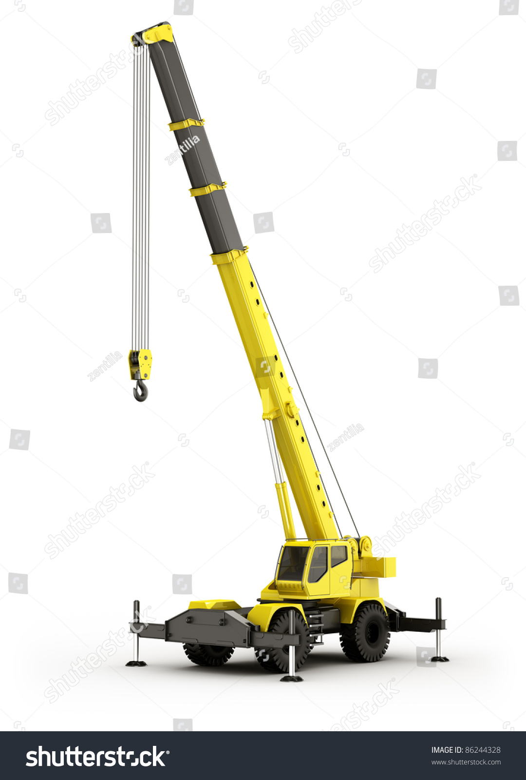 3d Rendering Highly Realistic Mobile Crane Stock Illustration 86244328 ...