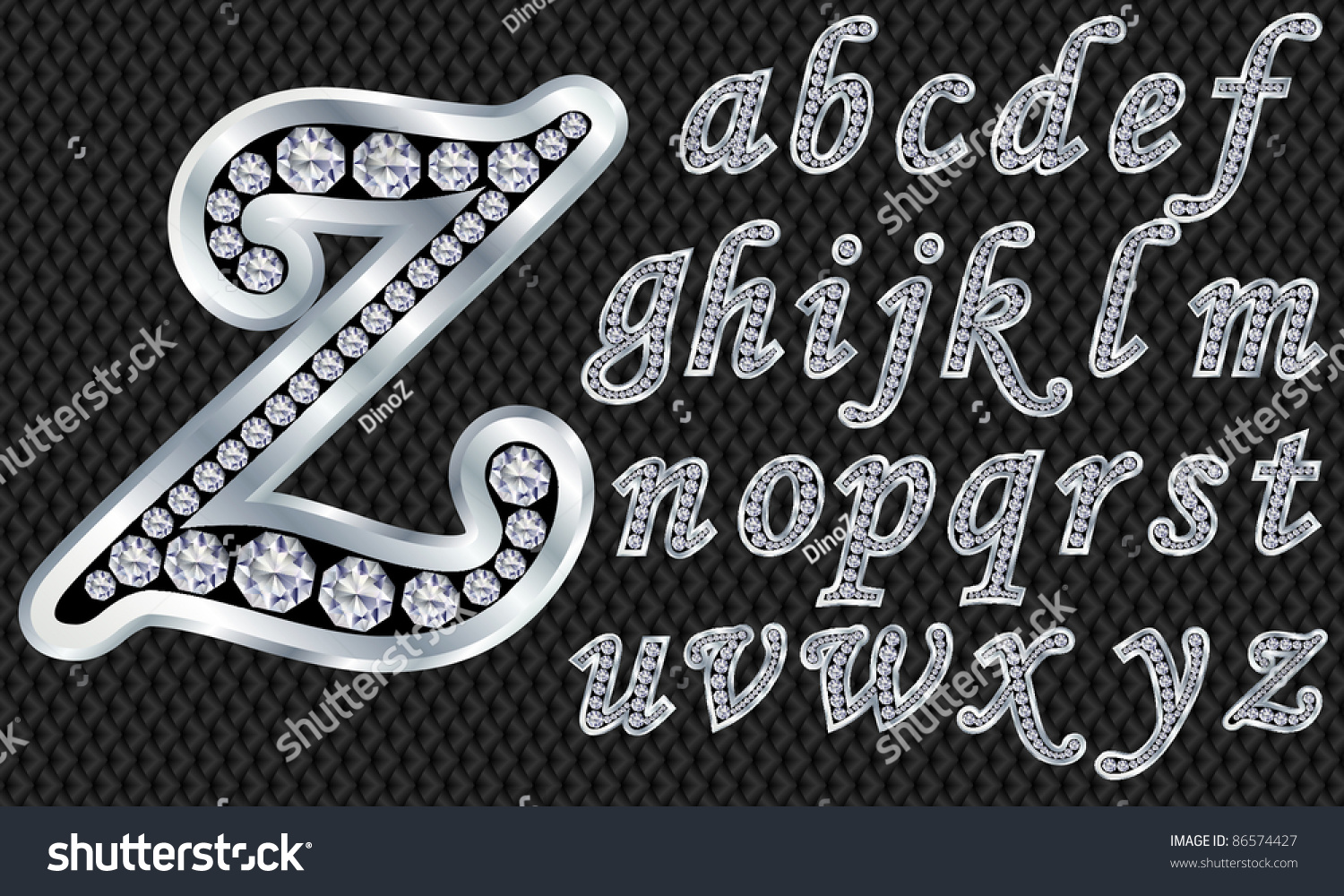 Silver Alphabet Diamonds Letters Z Vector Stock Vector (Royalty Free ...