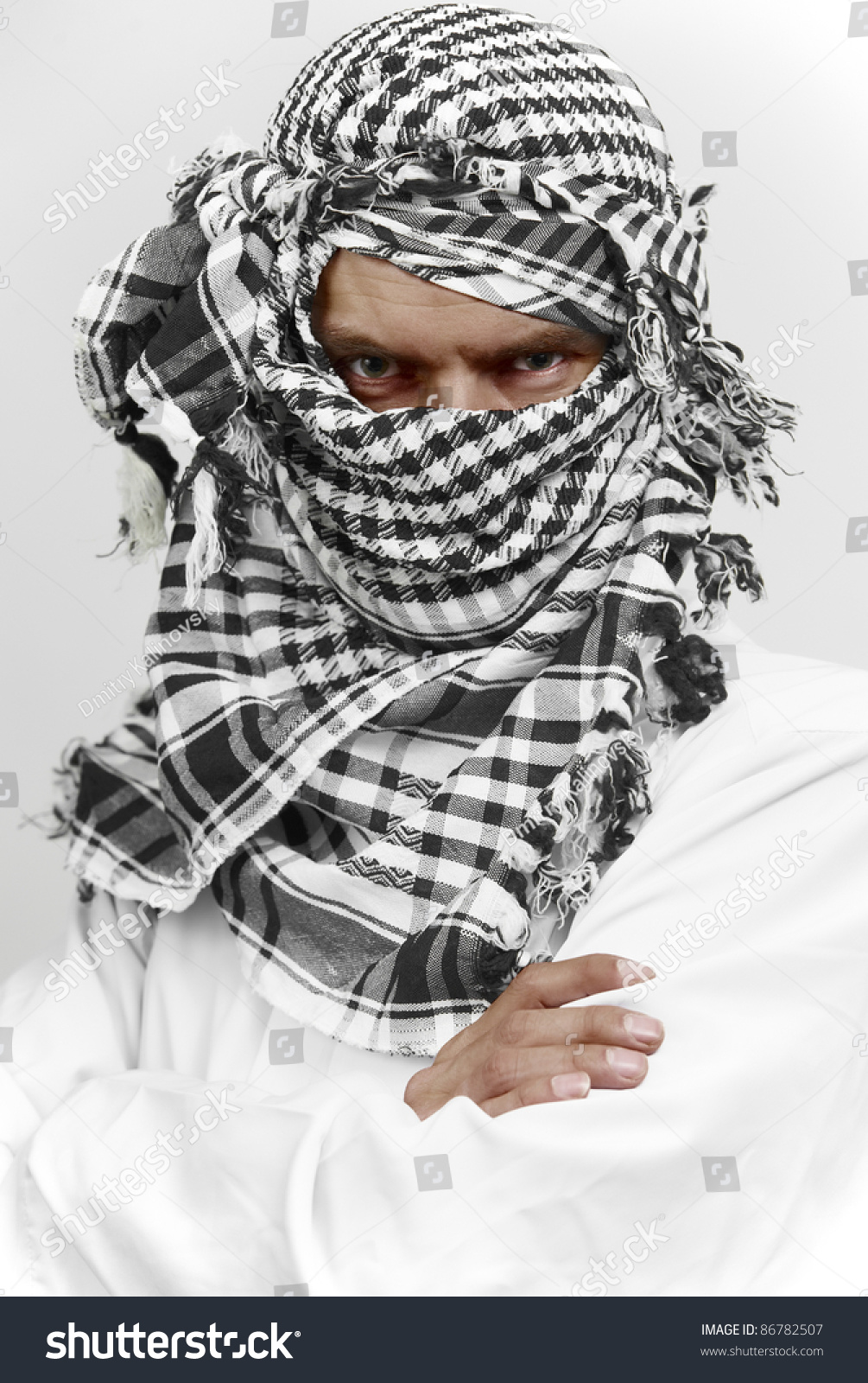 Arab Muslin White Cloth Kaffiyeh Shemagh Stock Photo 86782507 ...