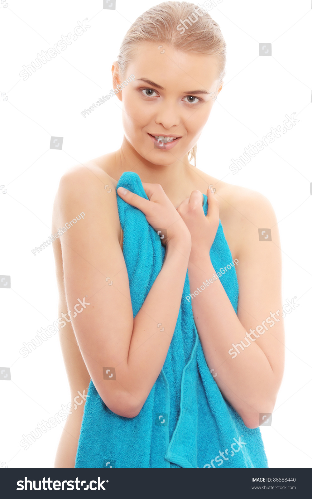 Portrait Beautiful Naked Woman Covering Her Foto Stok 86888440 Shutterstock