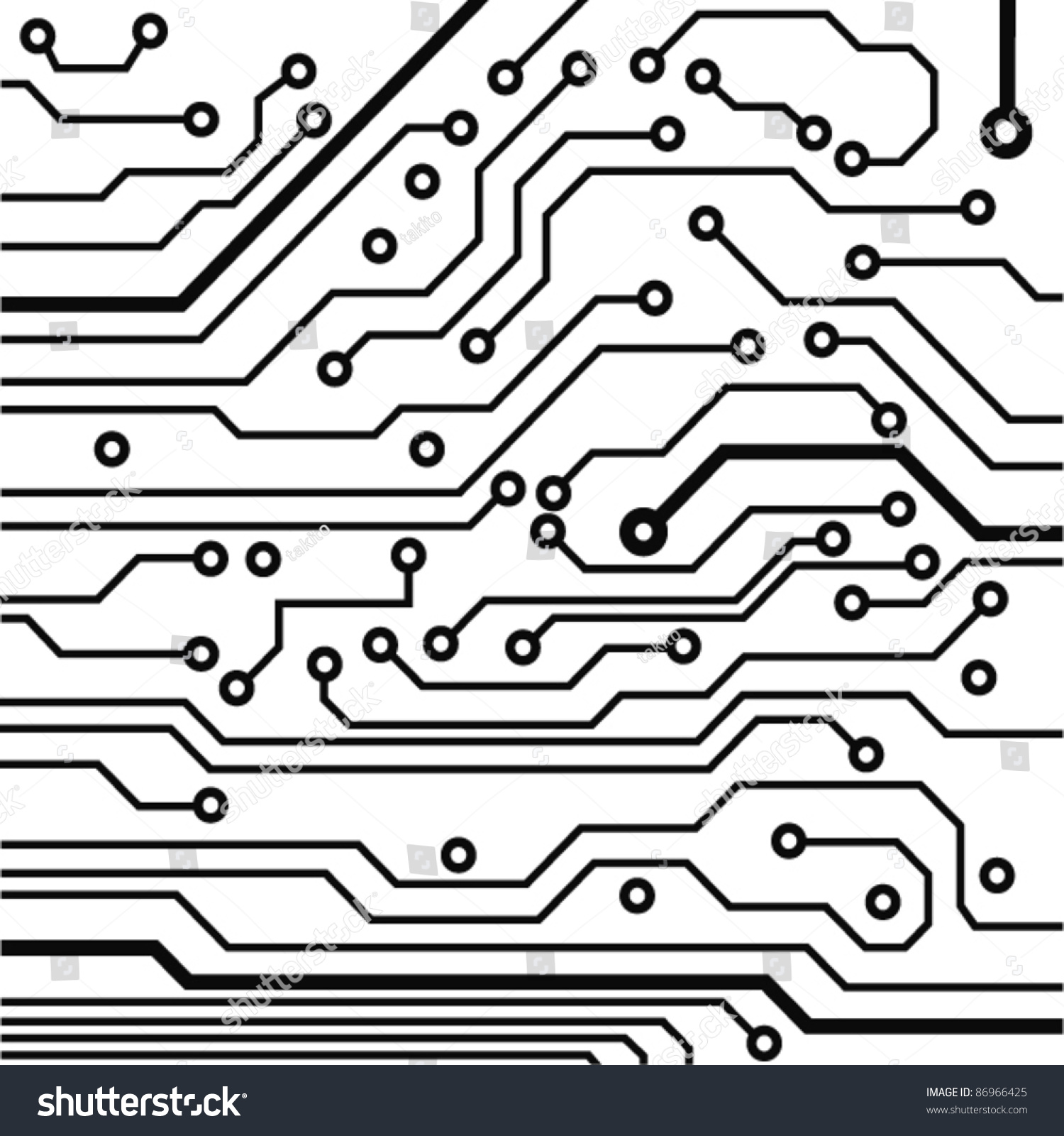 Circuit Board Pattern Blackandwhite Vector Illustration Stock Vector ...