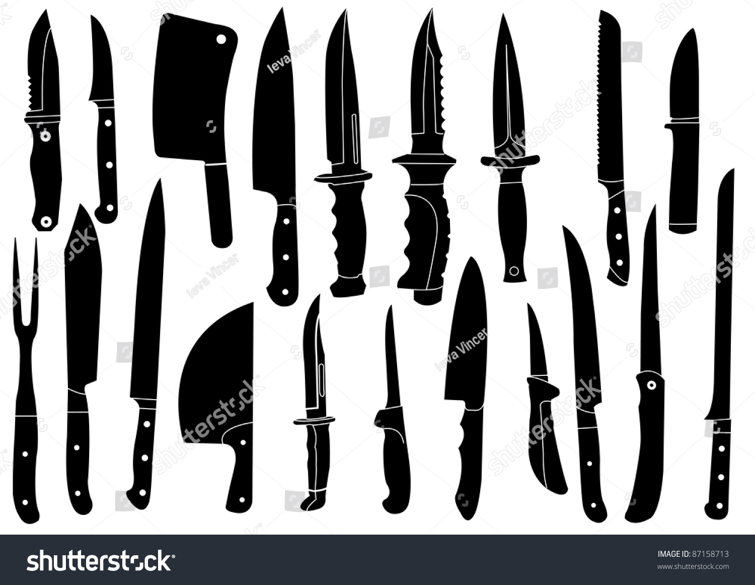 Different Types Knives Vectors Set Stock Vector (Royalty Free) 87158713 ...