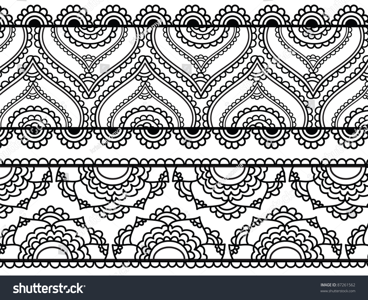 Henna Inspired Bannersborders Very Elaborate Easily Stock Vector ...