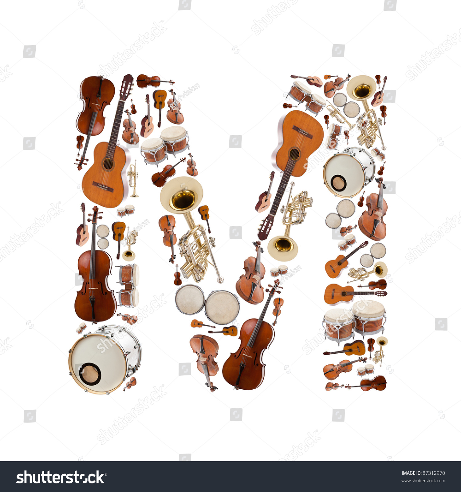 Musical Instruments Alphabet On White Background Stock Photo 87312970 Shutterstock