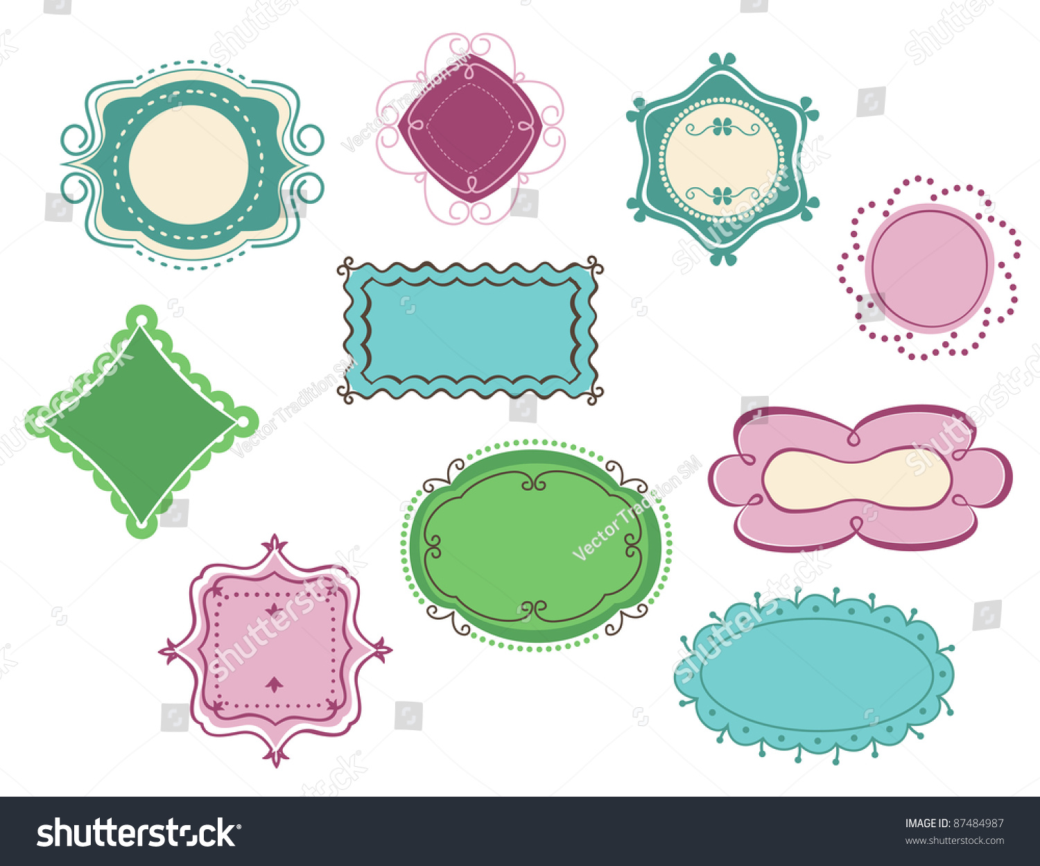 Doodle Frames Borders Set Design Vector Stock Illustration 87484987 ...