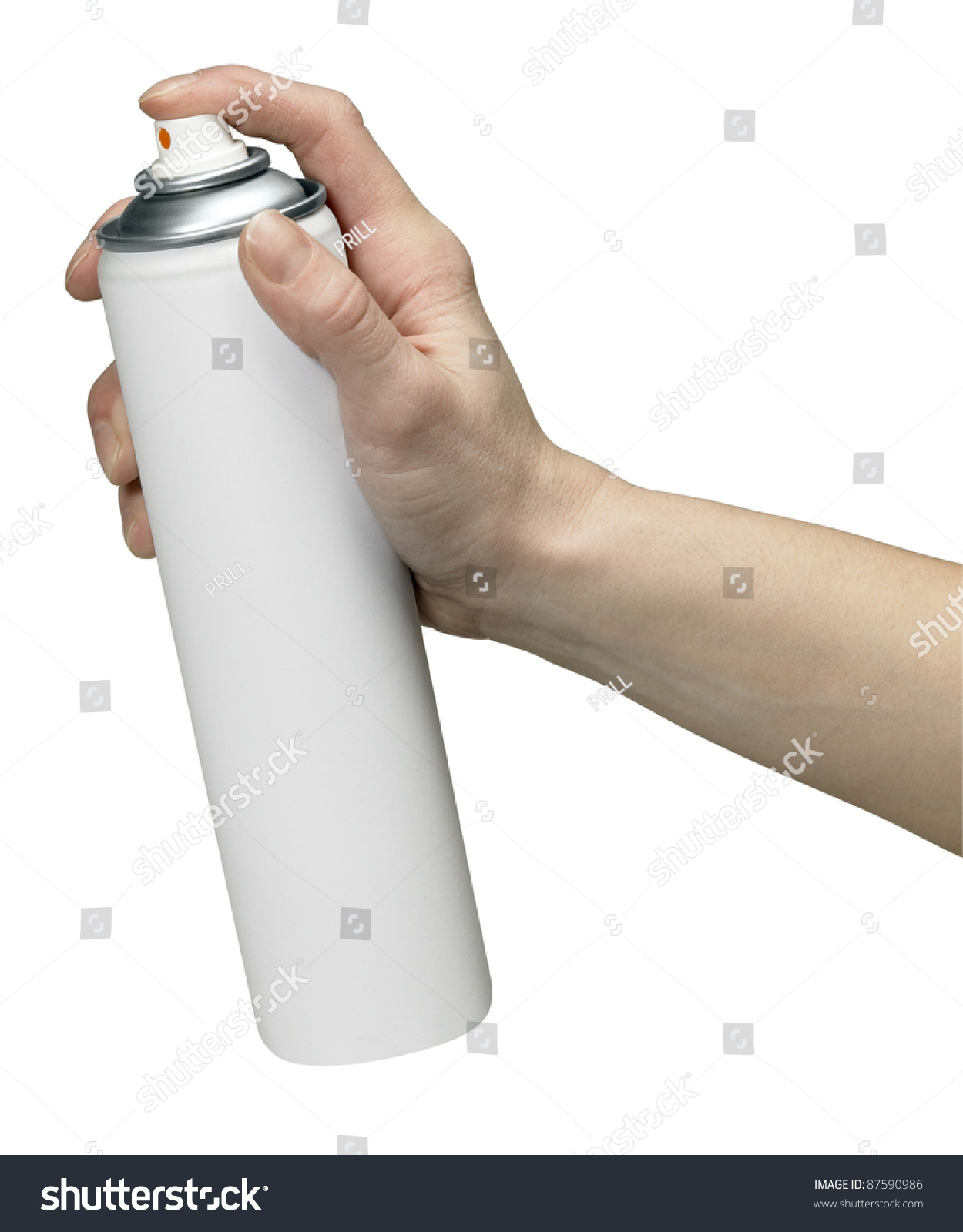 Human Hand Holding Unlabeled Aerosol Can Stock Photo 87590986 ...