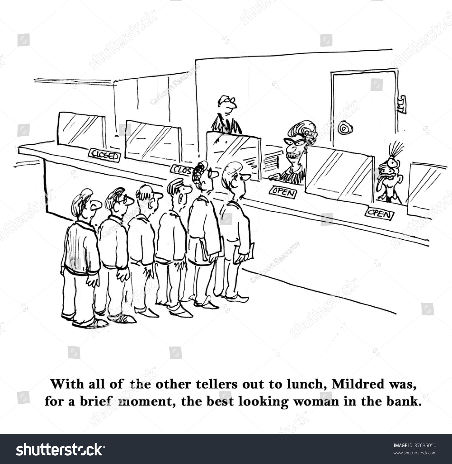 All Other Tellers Out Lunch Mildred Stock Illustration 87635050 ...