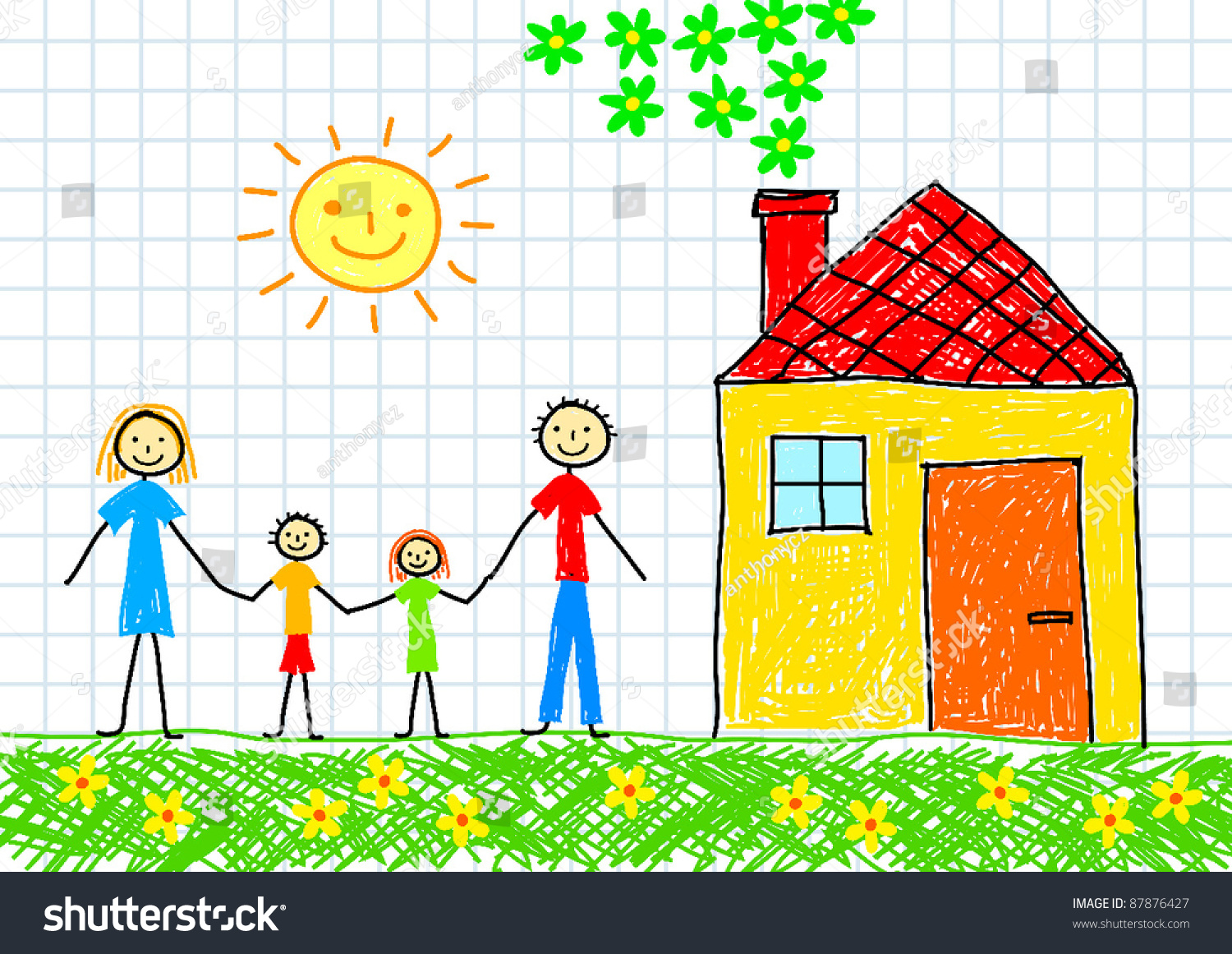 Нарисовать свой дом и семью