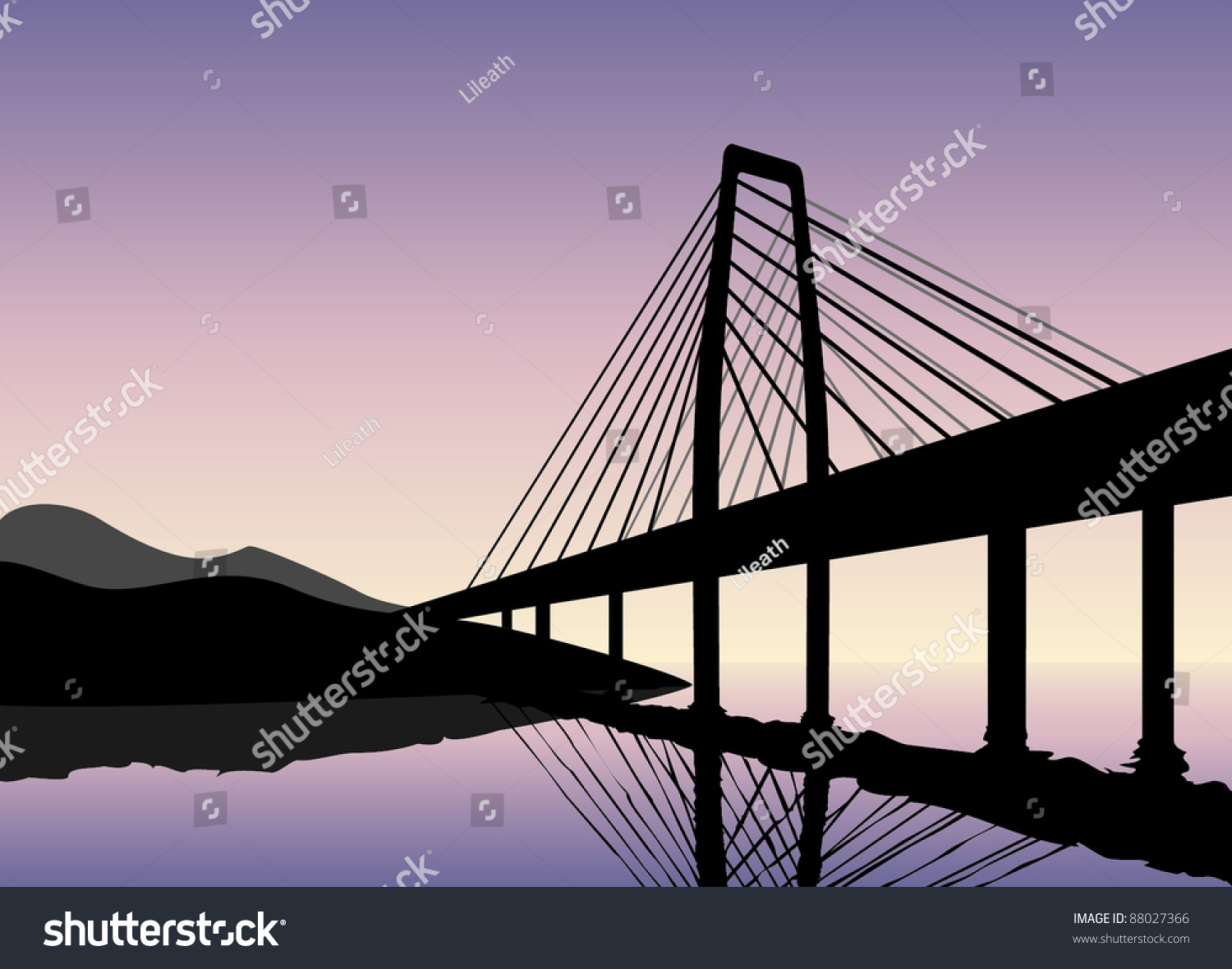 Bridge Silhouette Front Sunset Vector Image Stock Vector (Royalty Free ...