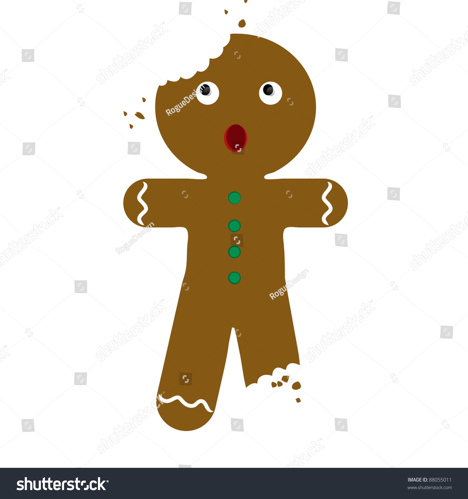 Clip Art Illustration Partially Eaten Gingerbread Stock Illustration ...