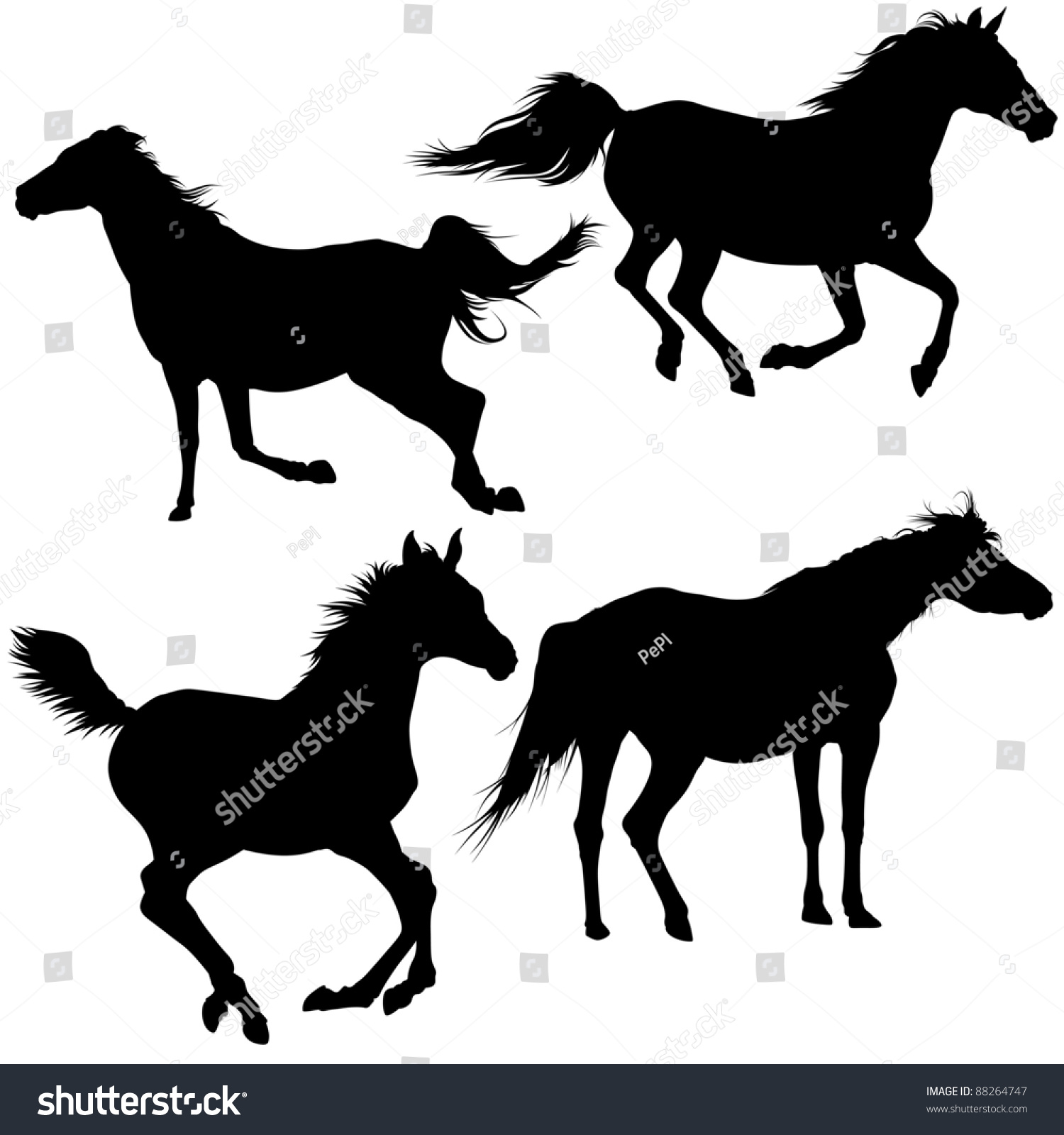 Horse Silhouettes Stock Illustration 88264747 | Shutterstock