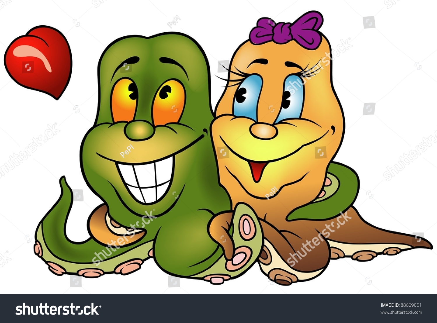 Octopus Love Cartoon Illustration Stock Illustration 88669051 ...