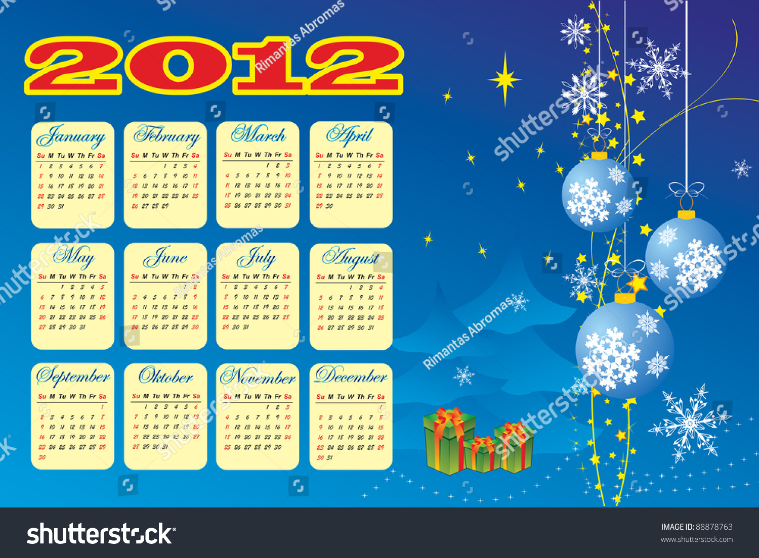 Vector Illustration 2012 Year Calendar Stock Vector Royalty Free vector-illustration-2012-year-calendar-stock-vector-royalty-free