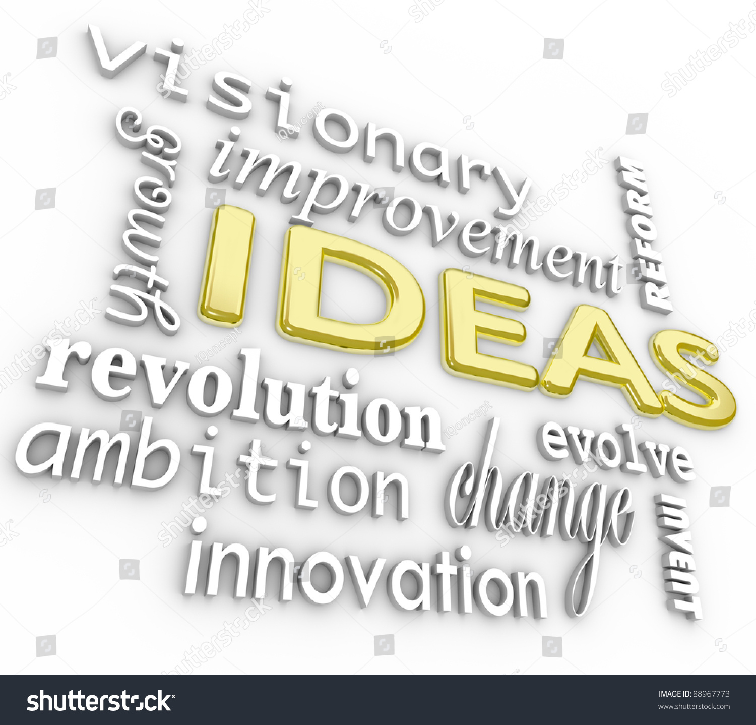 Background 3d Words Related Ideas Innovation Stock Illustration 