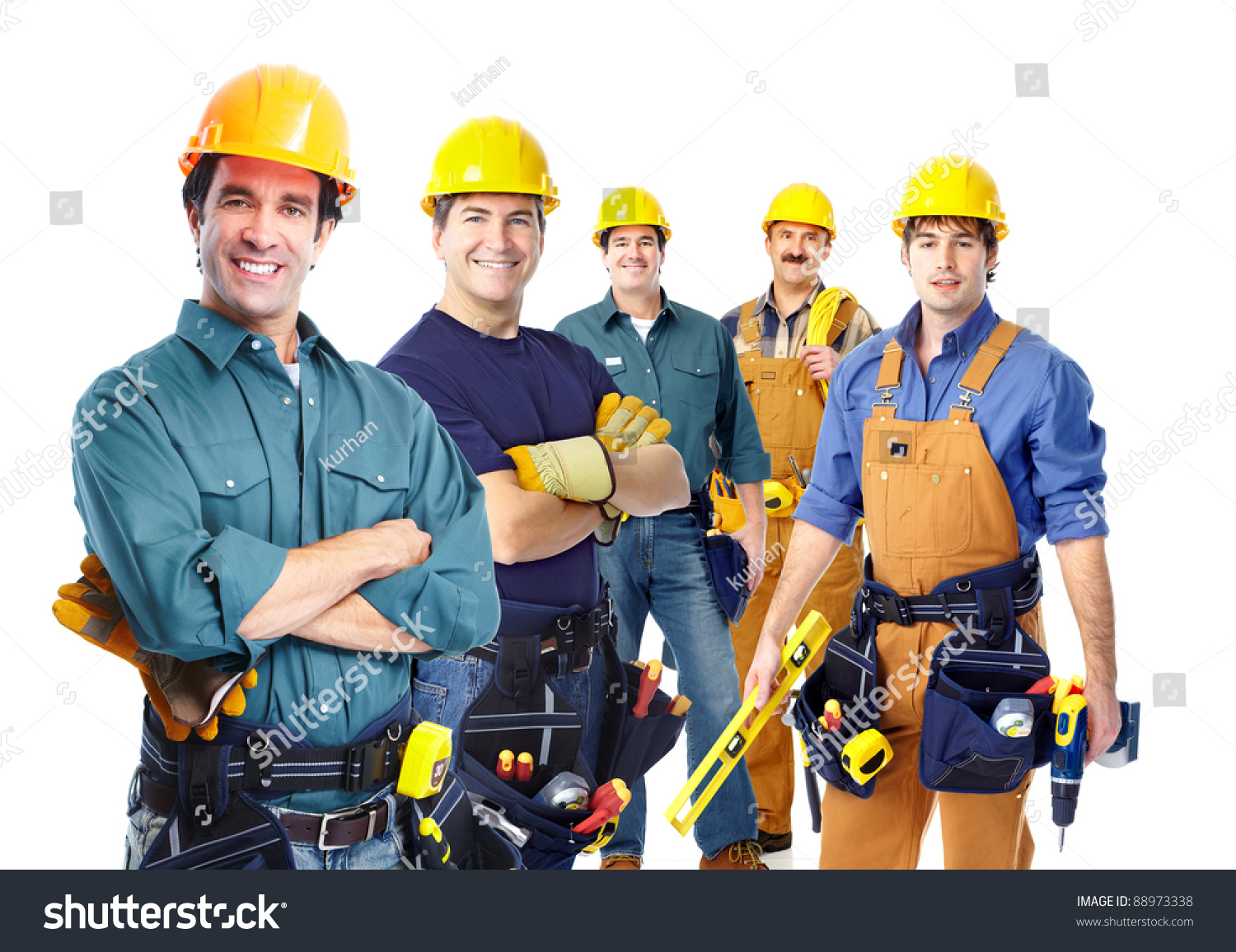 Group Professional Industrial Workers Isolated Over Stock Photo ...