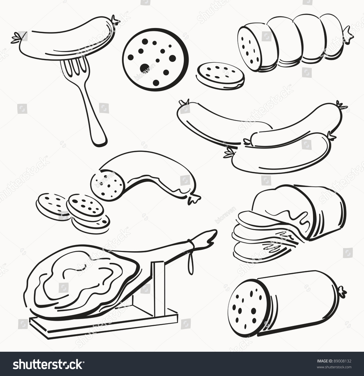 Meat Elements Set Stock Vector (Royalty Free) 89008132 | Shutterstock