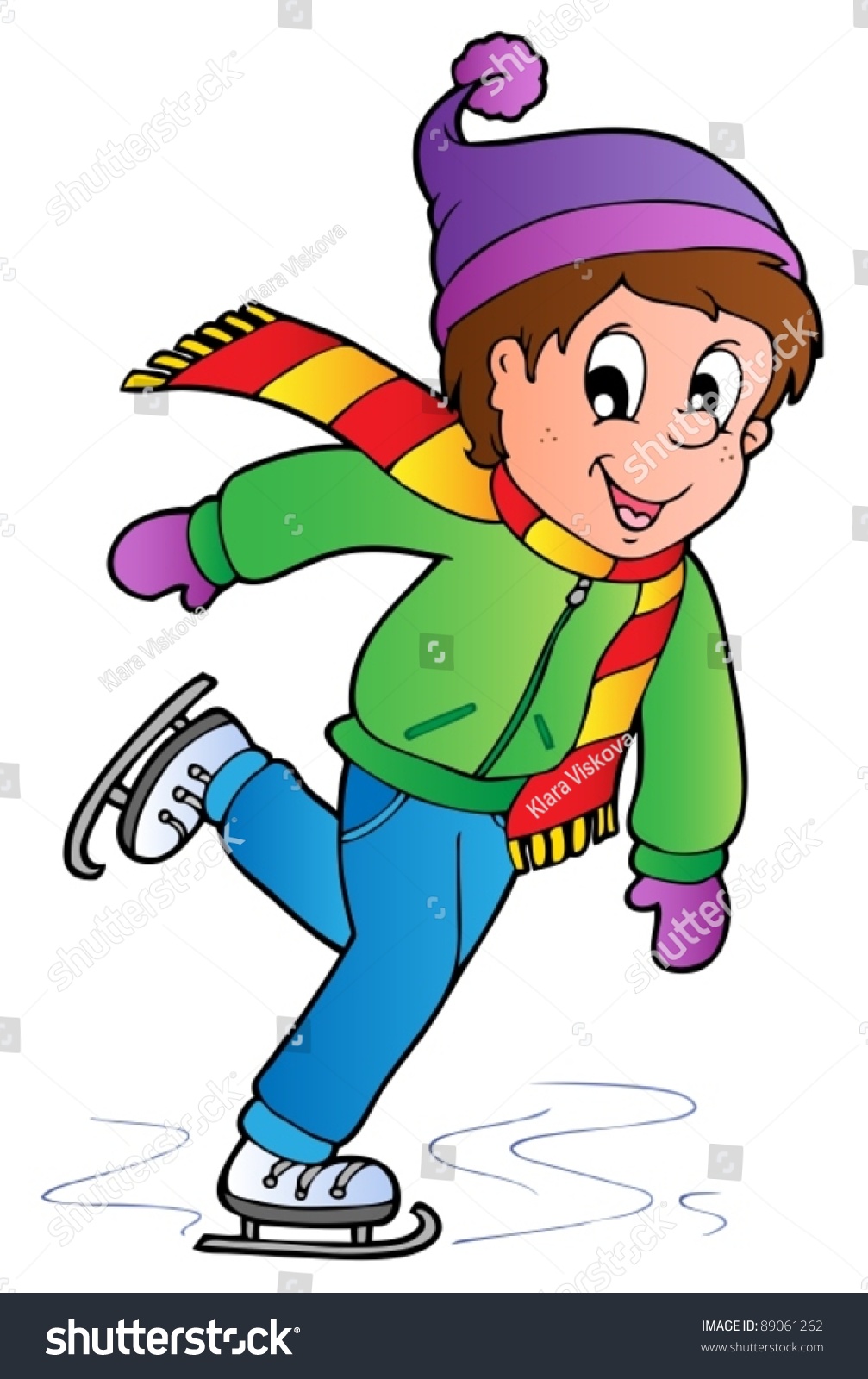 Cartoon Skating Boy Vector Illustration Stock Vector (Royalty Free ...