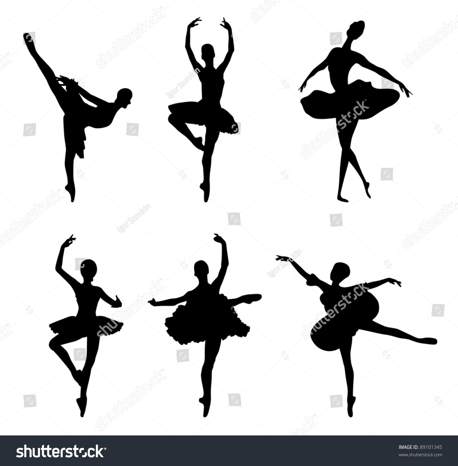 Set Ballet Dancers Silhouettes Vector Illustration Stock Vector Royalty Free 89101345 6152