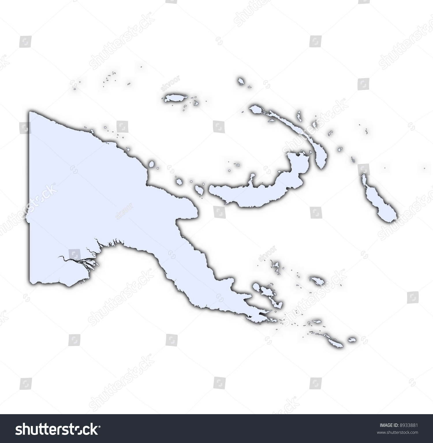 Papua New Guinea Light Blue Map Stock Illustration 8933881 | Shutterstock