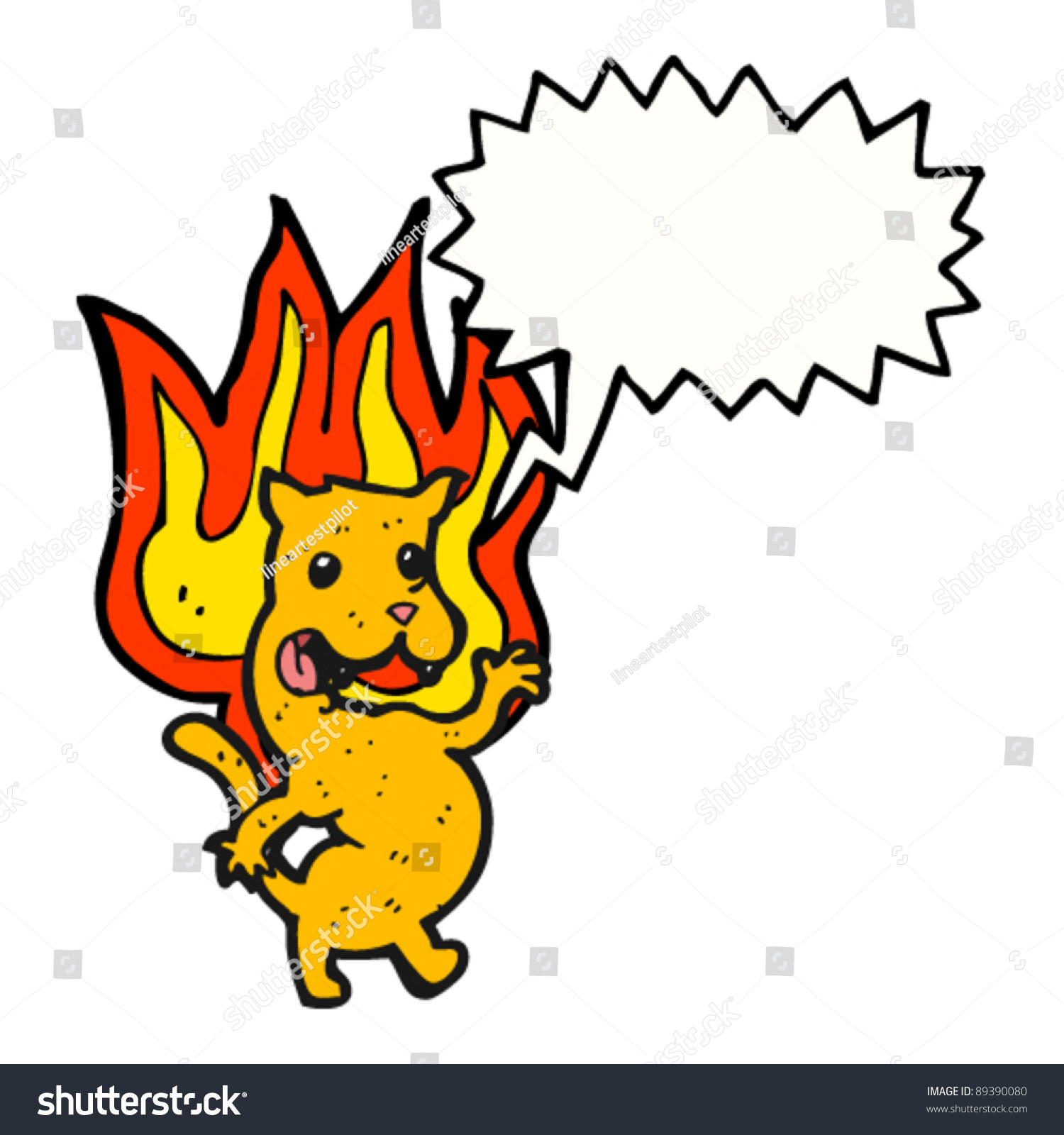 Burning cat. Cartoon Cat пожар.