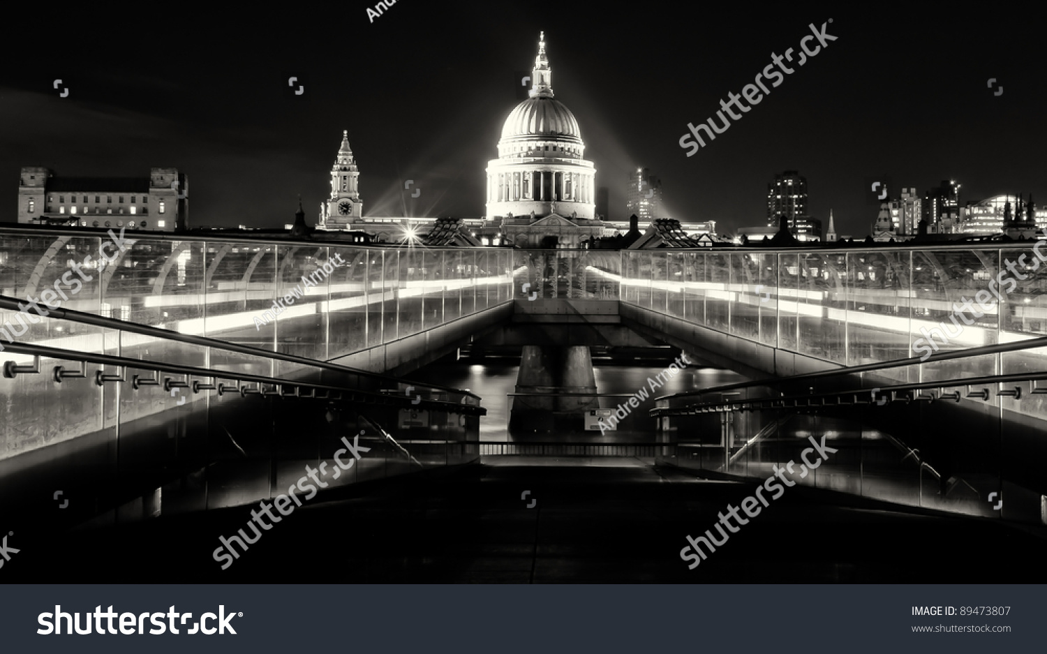 Saint Pauls London Millennium Bridge Night Stock Photo 89473807 ...