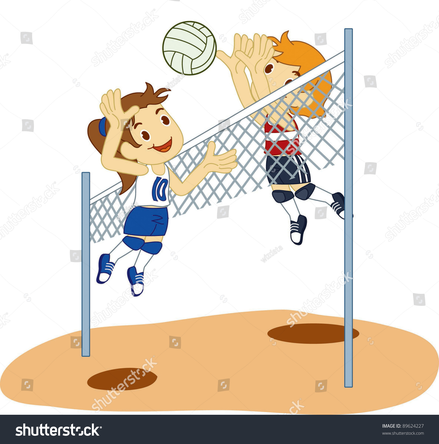 Kids Playing Volleyball: vetor stock (livre de direitos) 89624227