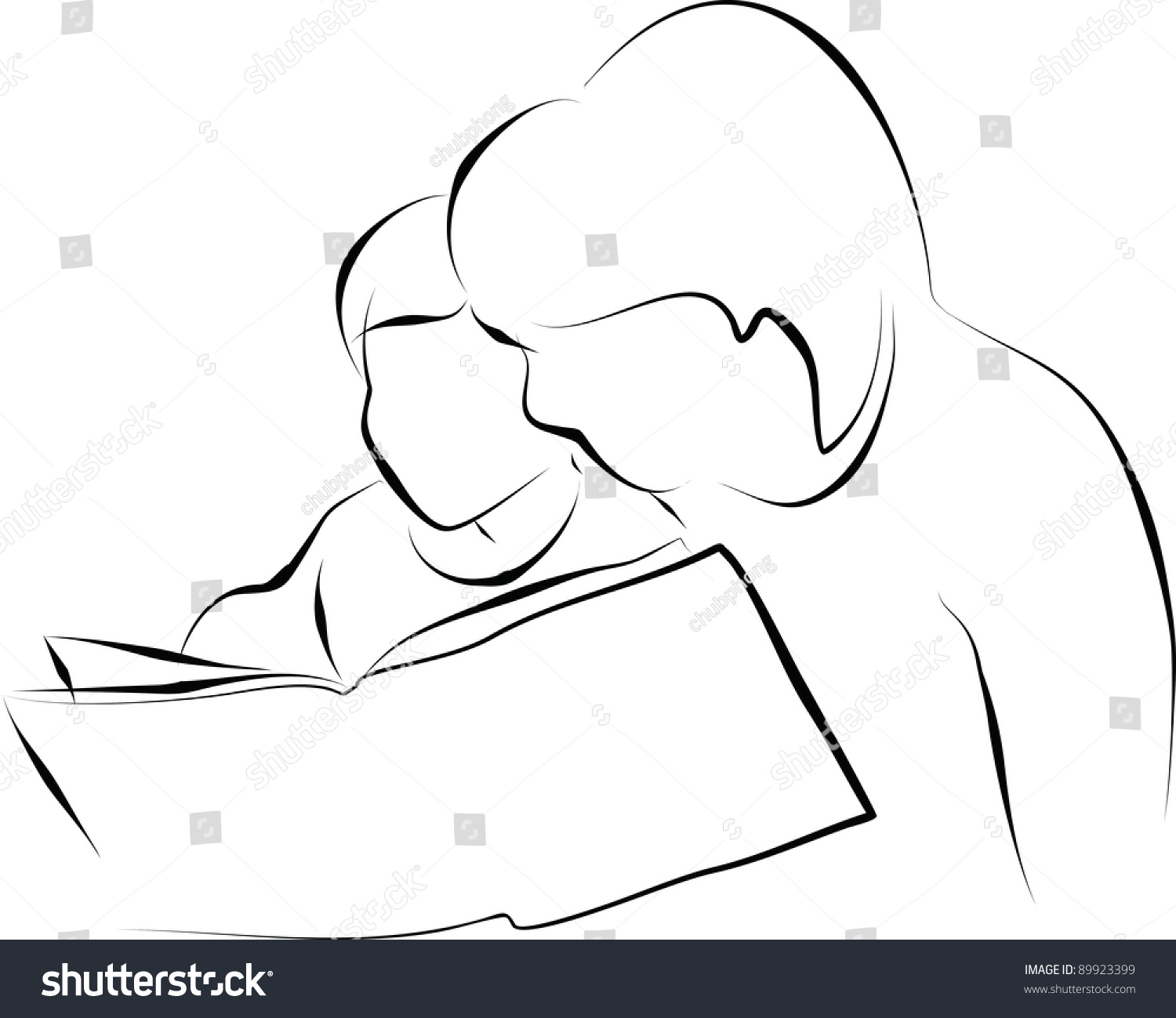 Mom Child Reading Book Stock Illustration 89923399 | Shutterstock