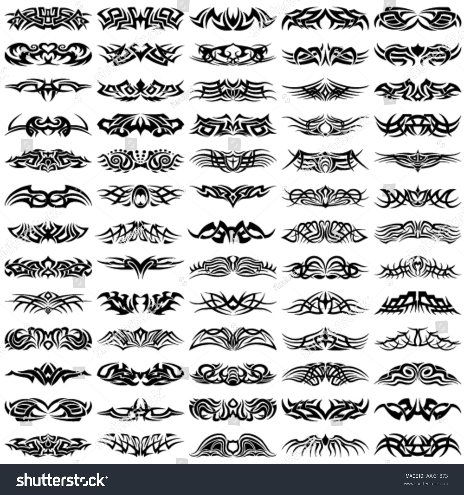 Big Vector Set Tribal Tattoos Stock Vector (Royalty Free) 90031873 ...