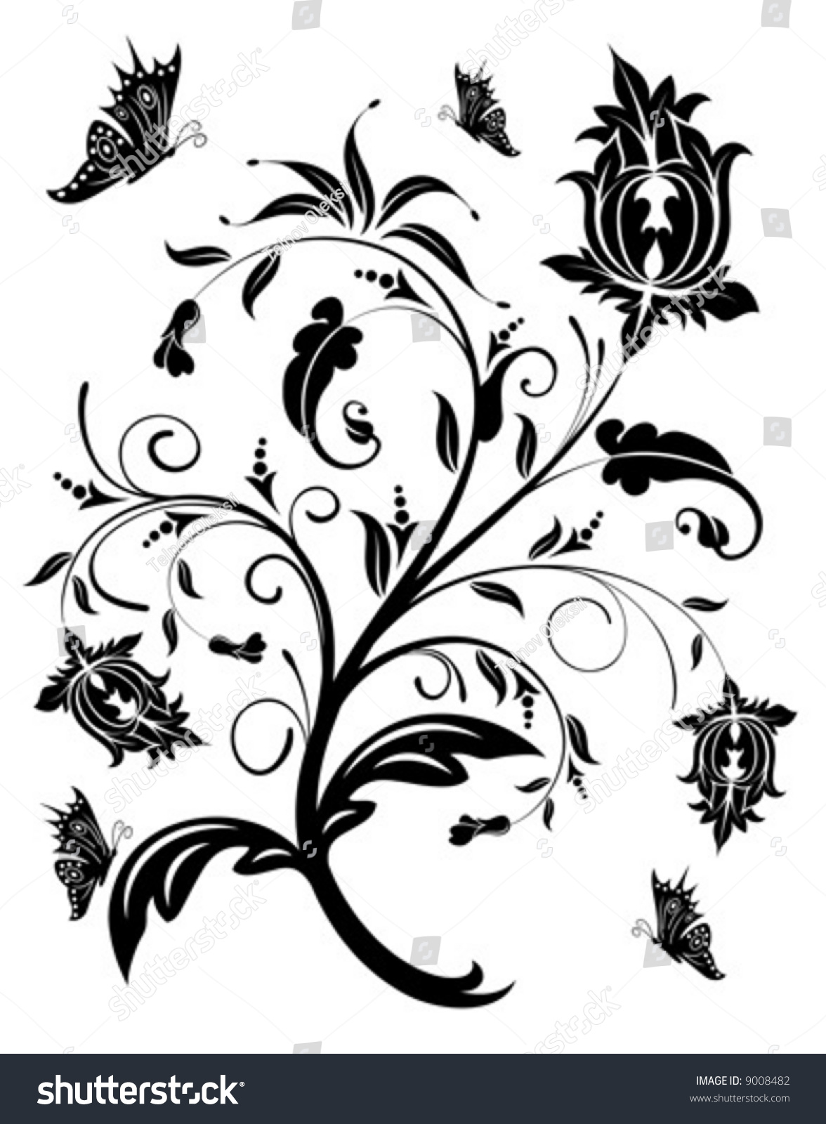 Flower Background Butterfly Element Design Vector Stock Vector Royalty Free 9008482 Shutterstock 4123