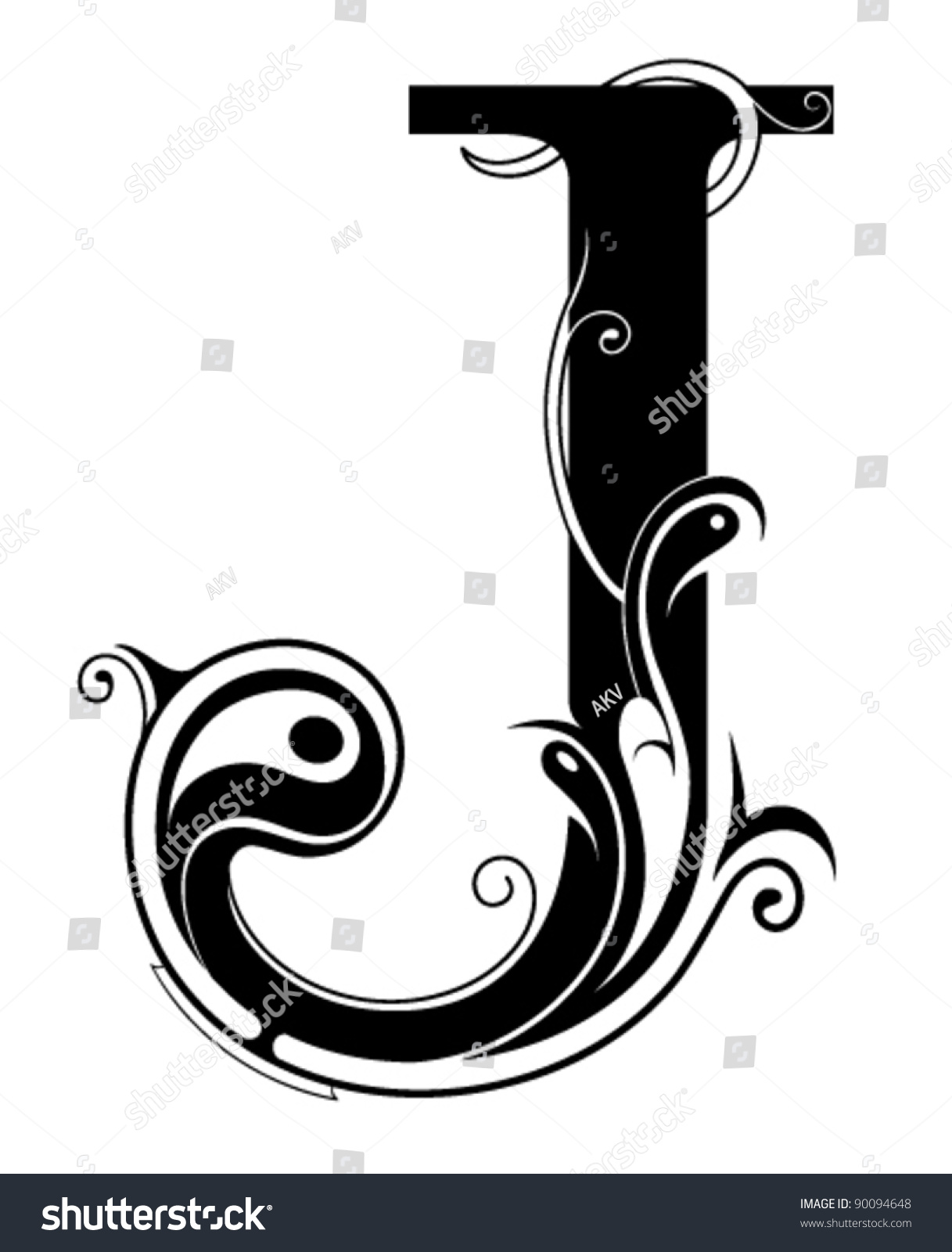 Decorative Letter Shape Stock Vector (Royalty Free) 90094648 | Shutterstock