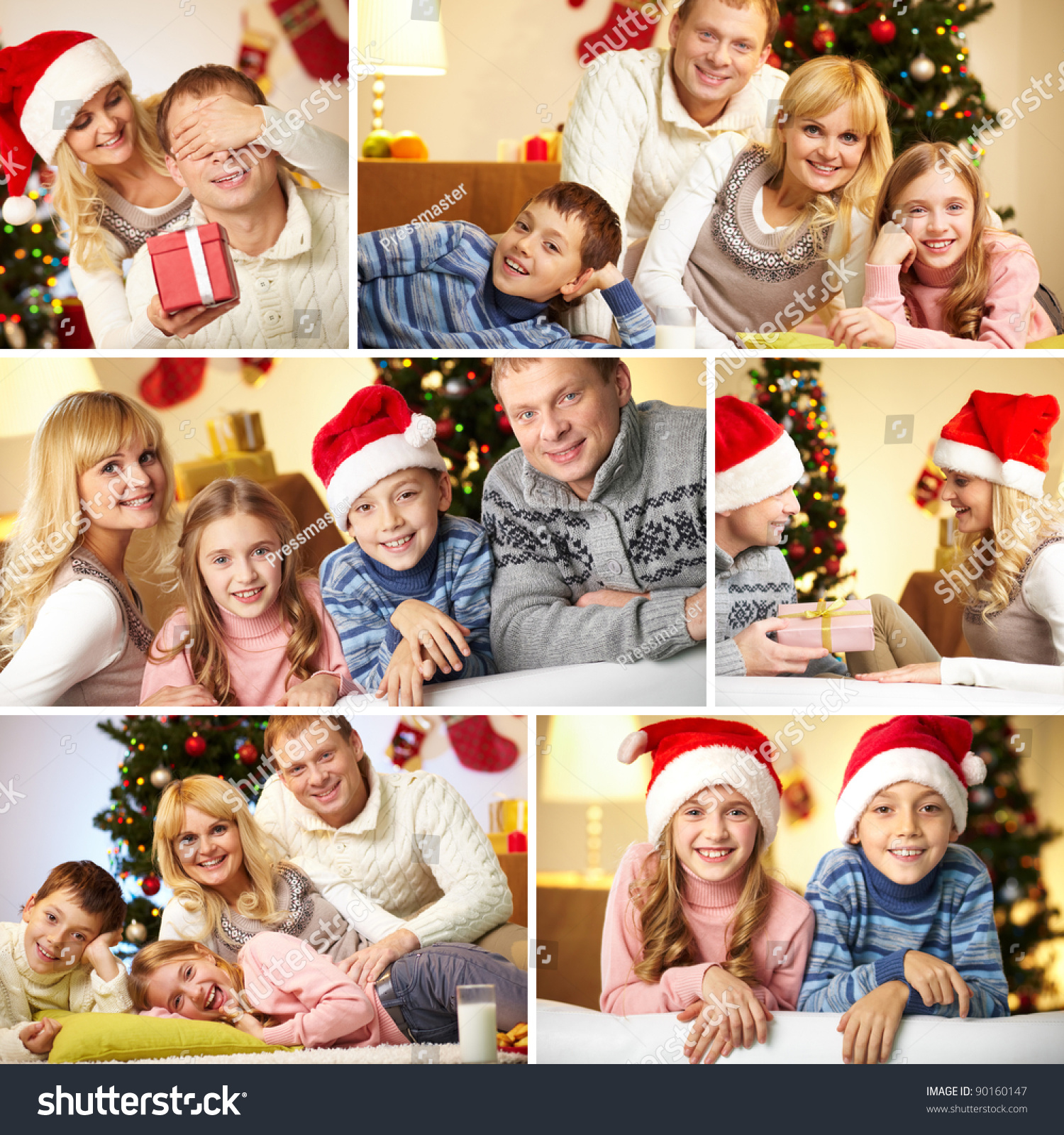 Collage Happy Family Members Home Before Stock Photo 90160147 ...