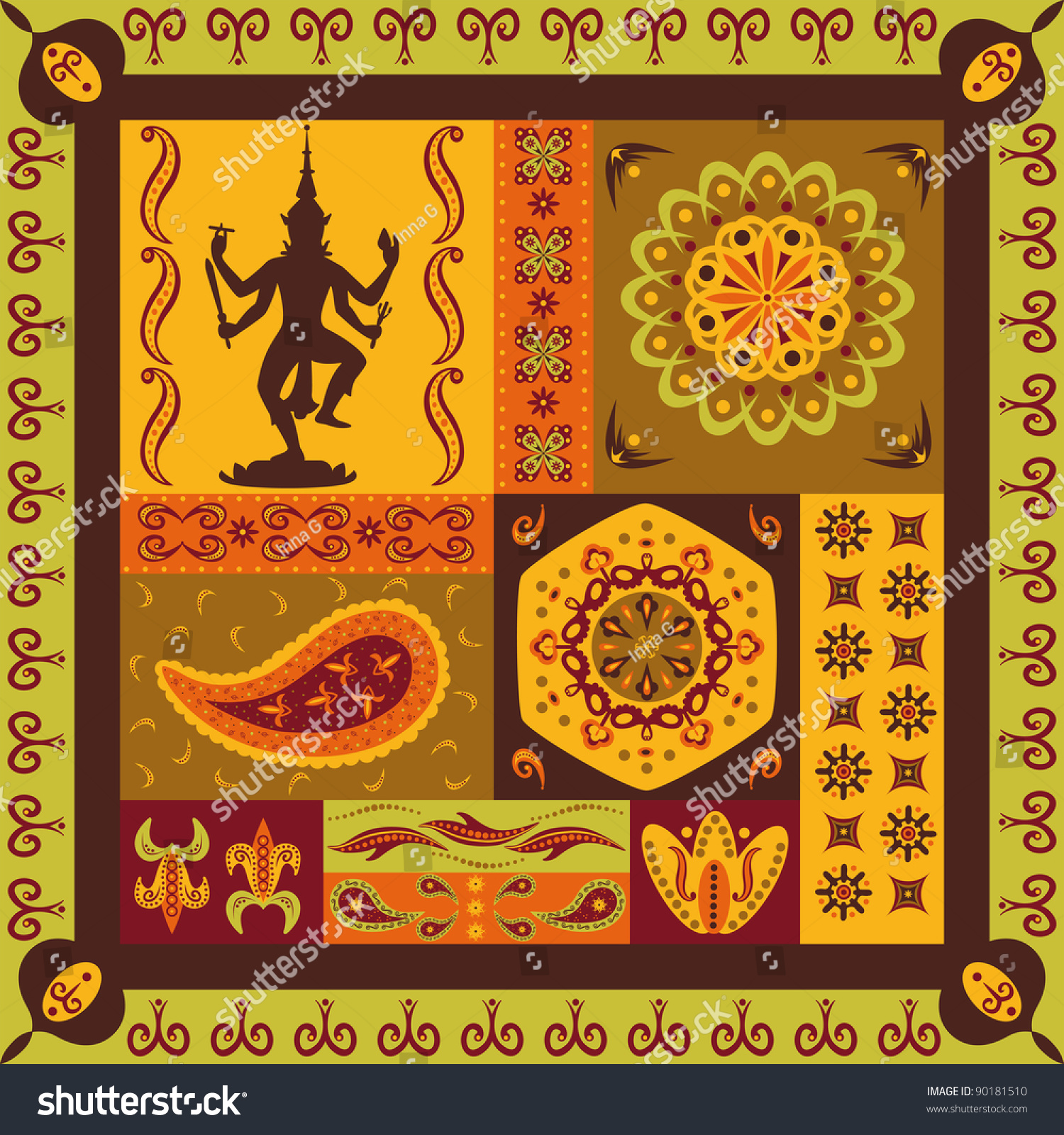 Indian Pattern Stock Vector (Royalty Free) 90181510 | Shutterstock