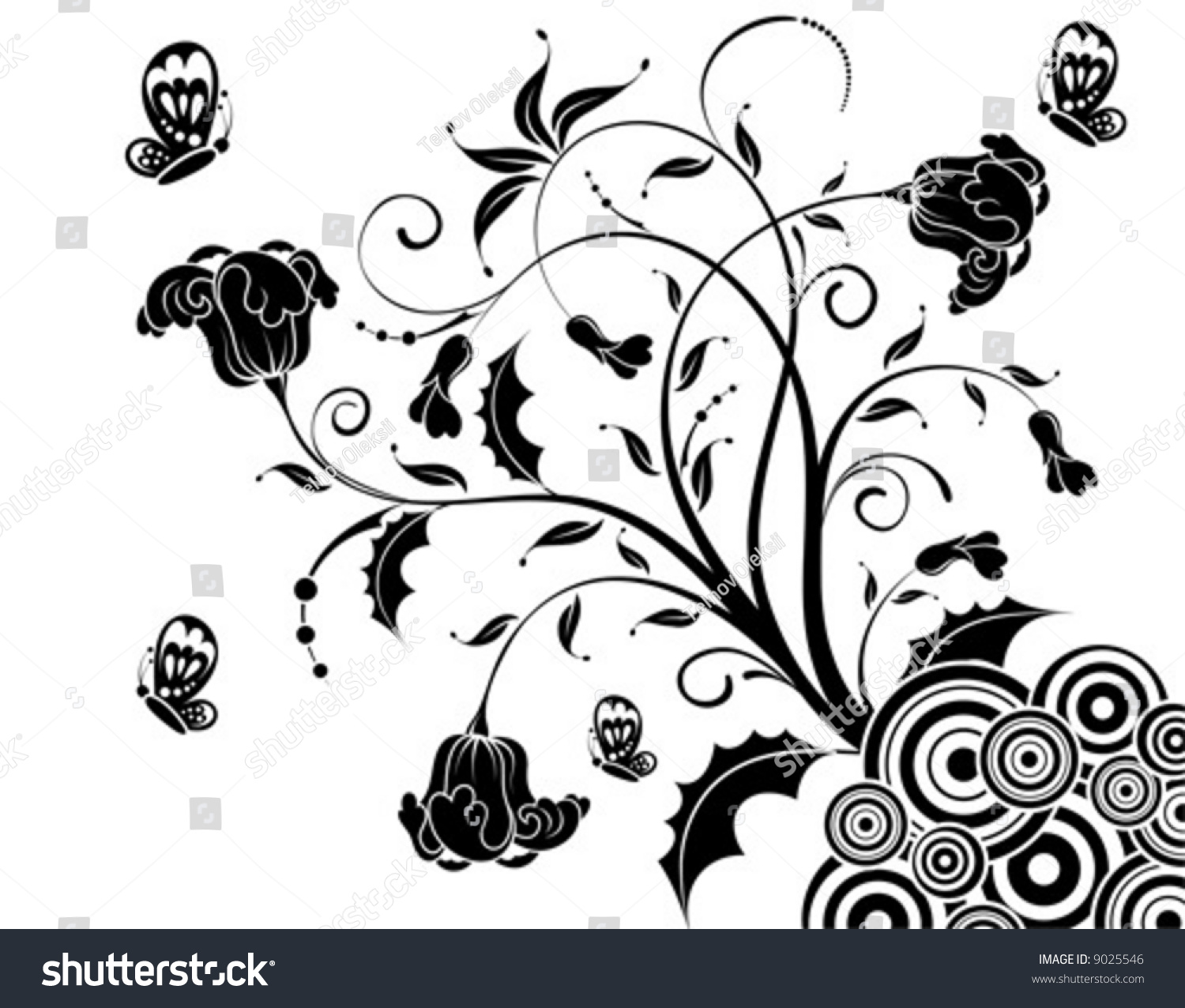 Flower Background Butterfly Element Design Vector Stock Vector Royalty Free 9025546 Shutterstock 7142