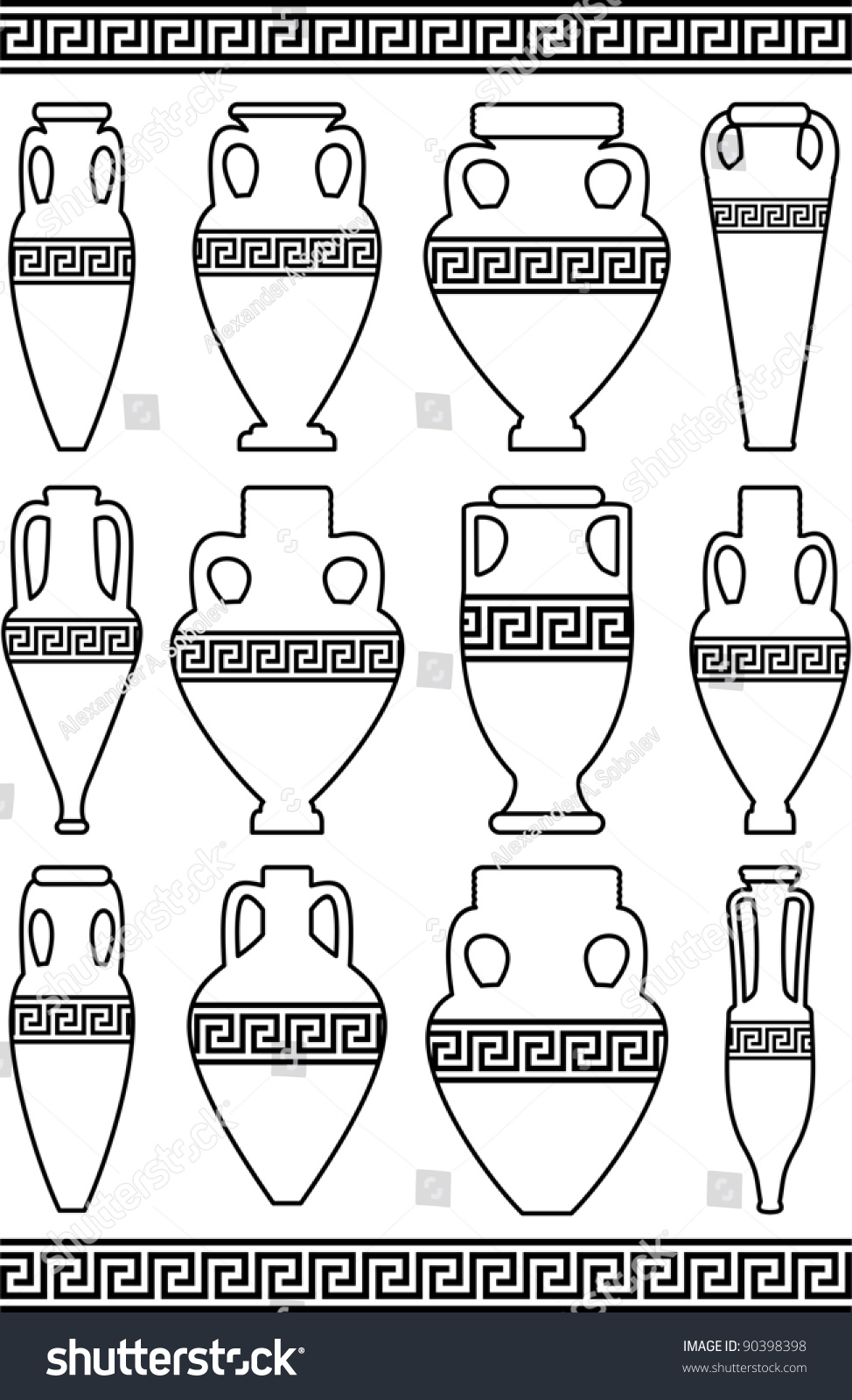 Амфора ваза древней Греции карандашом