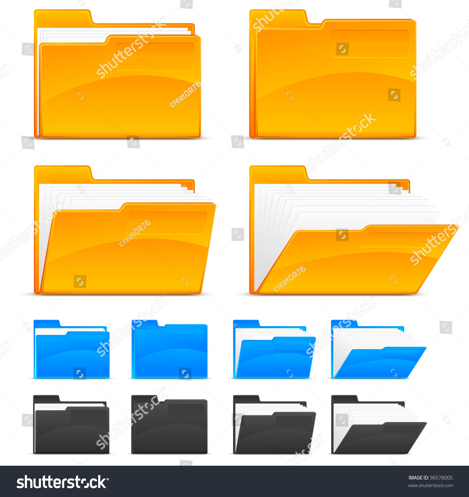 Folder Icons Isolated On White Background Stock Vector (Royalty Free ...