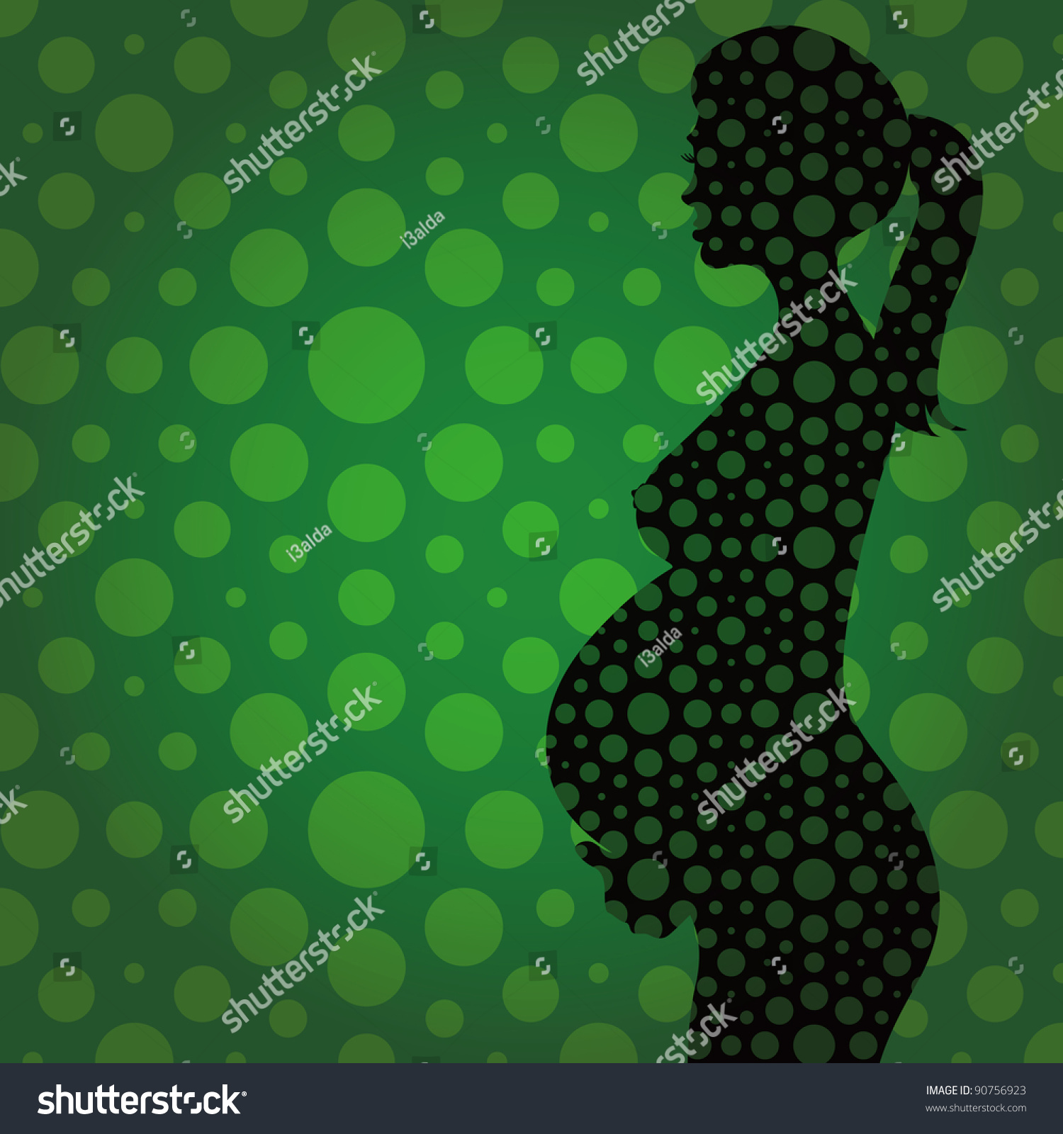Pregnant Naked Woman Silhouette Illustration 스톡 벡터 로열티 프리 90756923