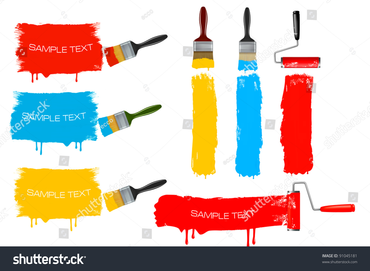 Paint Brush Paint Roller Paint Banners Stock Vector (Royalty Free ...