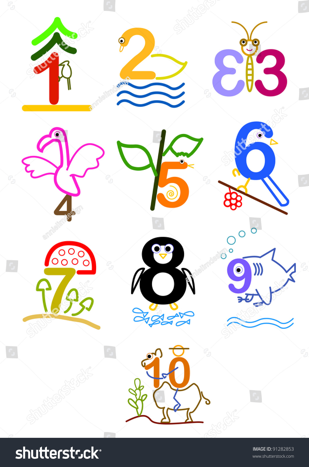 Series Line Arts Concept Picture Number Stock Vector (Royalty Free ...