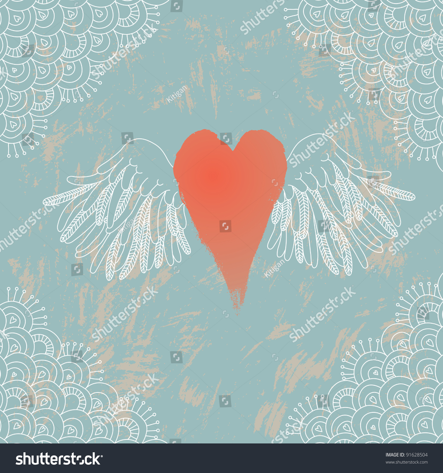 Illustration Heart Wings Stock Vector (Royalty Free) 91628504 ...