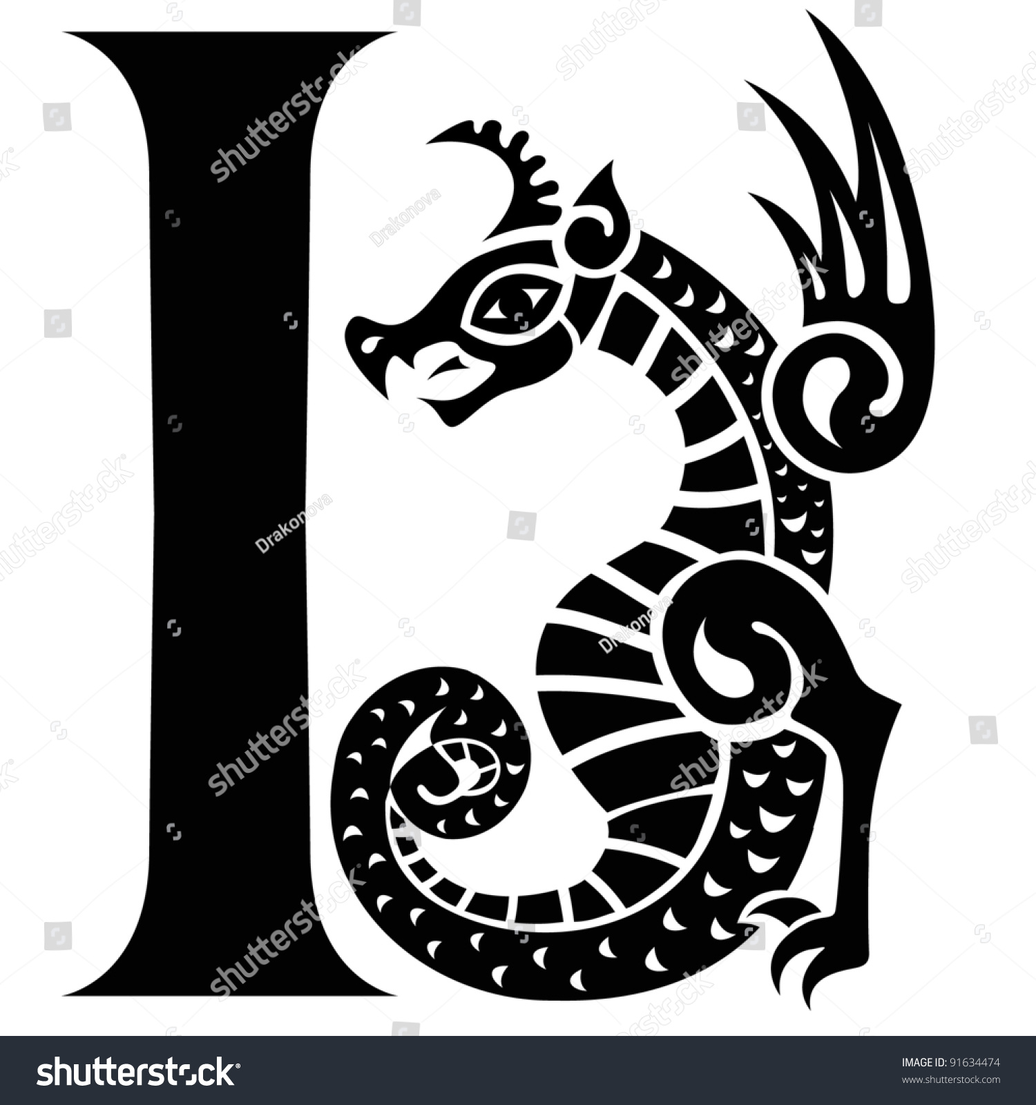 Gargoyle Capital Letter Stock Vector (Royalty Free) 91634474 | Shutterstock