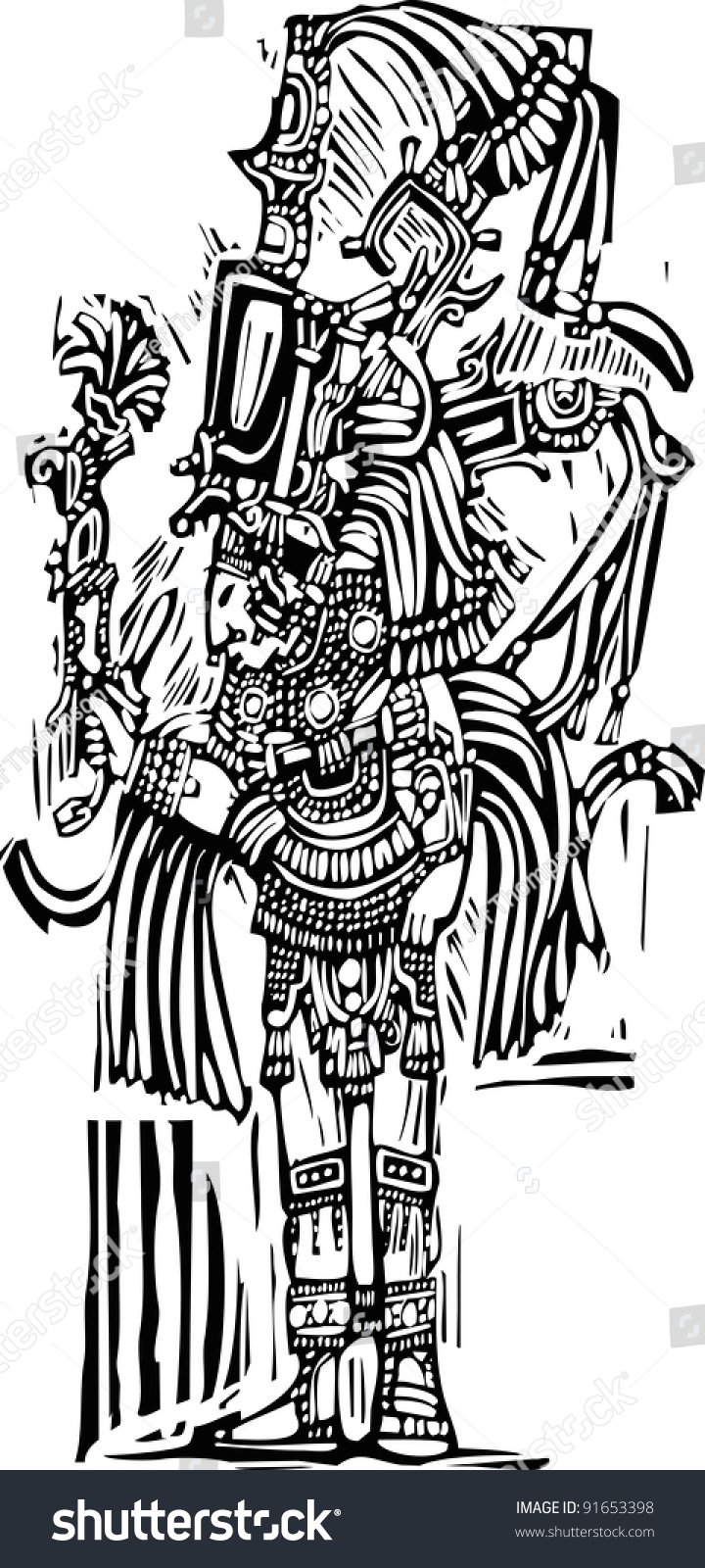 mayan warrior drawing