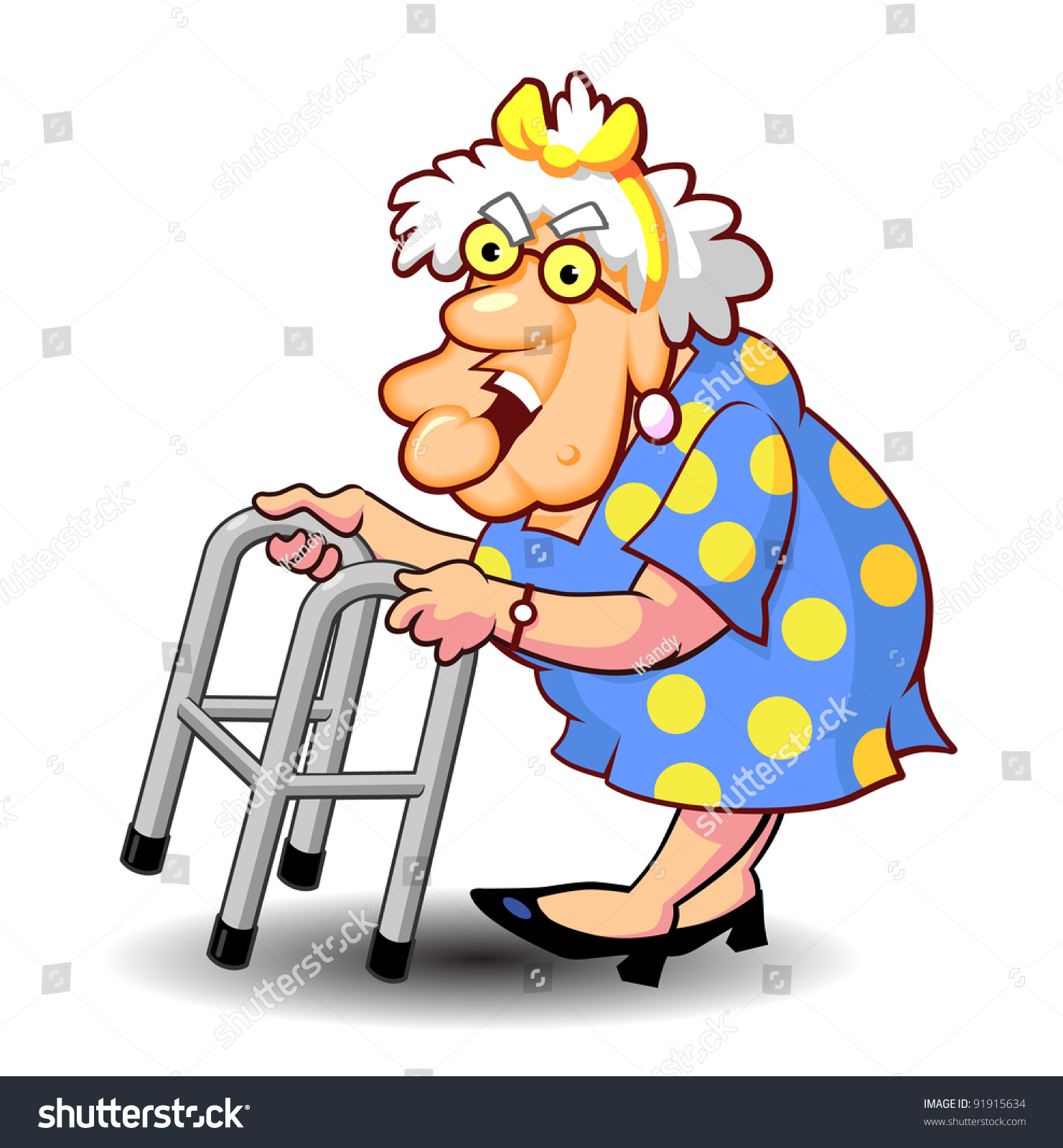 Old Lady Walker Stock Vector (Royalty Free) 91915634 Shutterstock.