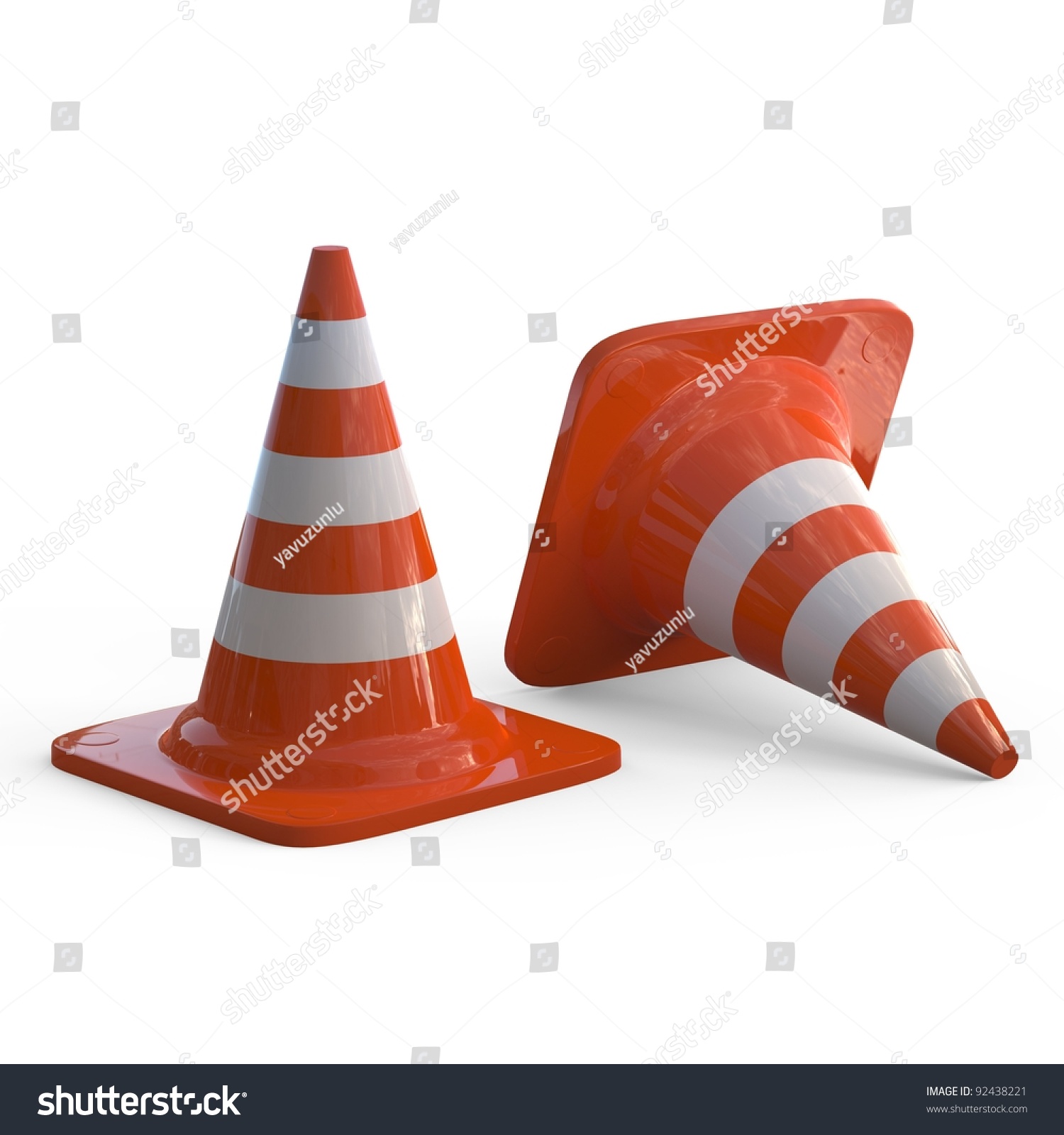 Traffic Cones Isolated On White Stock Illustration 92438221 Shutterstock 8774