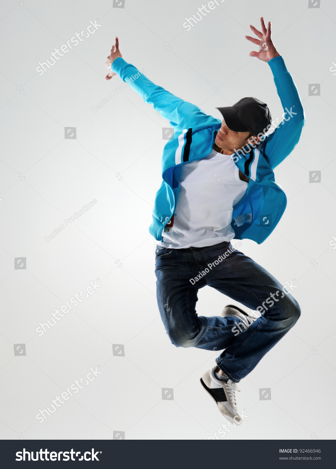 Dancer Jumps Into Air Holds Pose Stock Photo 92466946 | Shutterstock